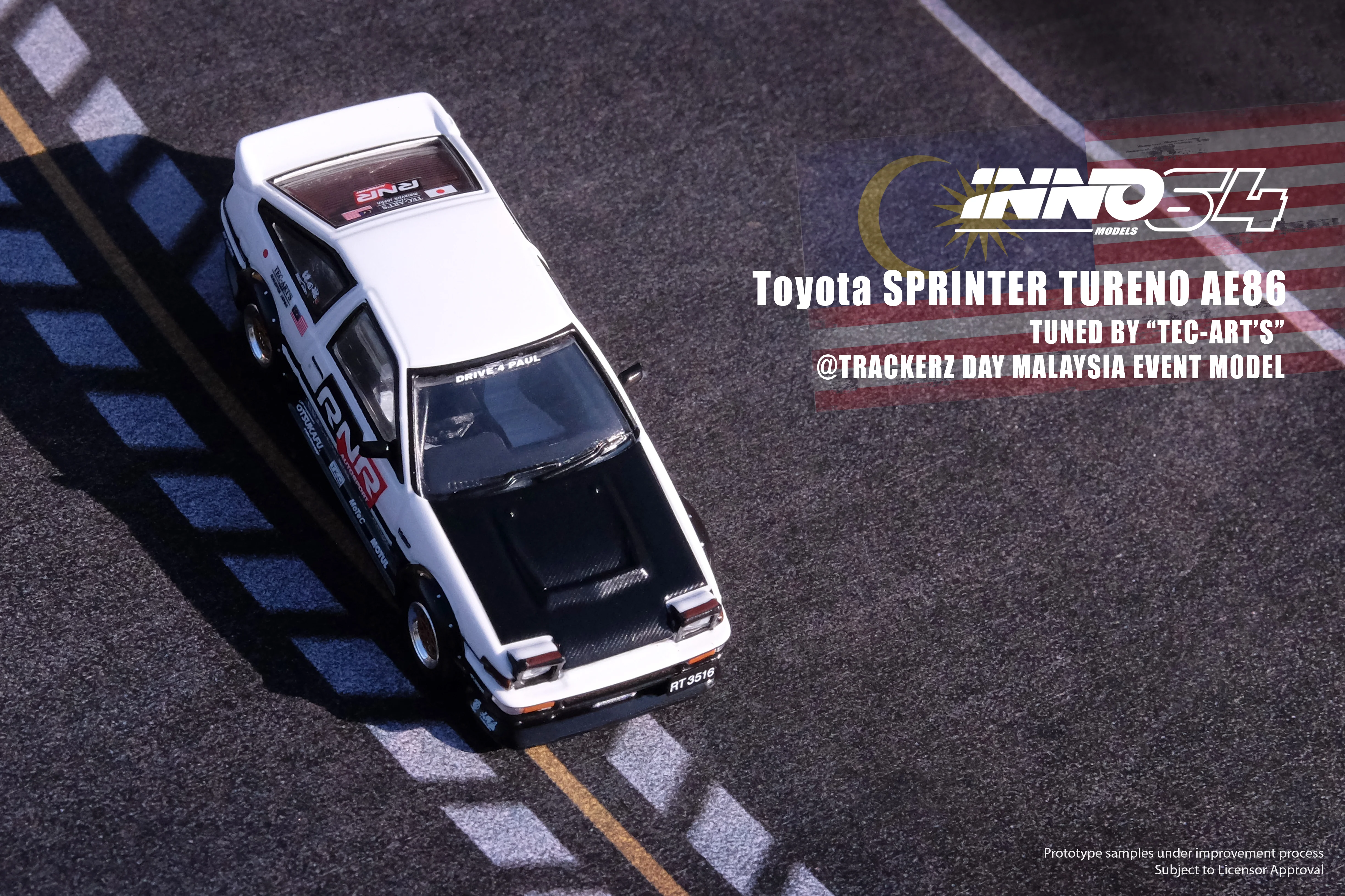 INNO64 1/64 Toyota SPRINTER TRUENO AE86 Tuned by "TEC-ART'S" @TRACKERZ DAY MALAYSIA EVENT MODEL IN64-AE86T-TECARTS - Image 7