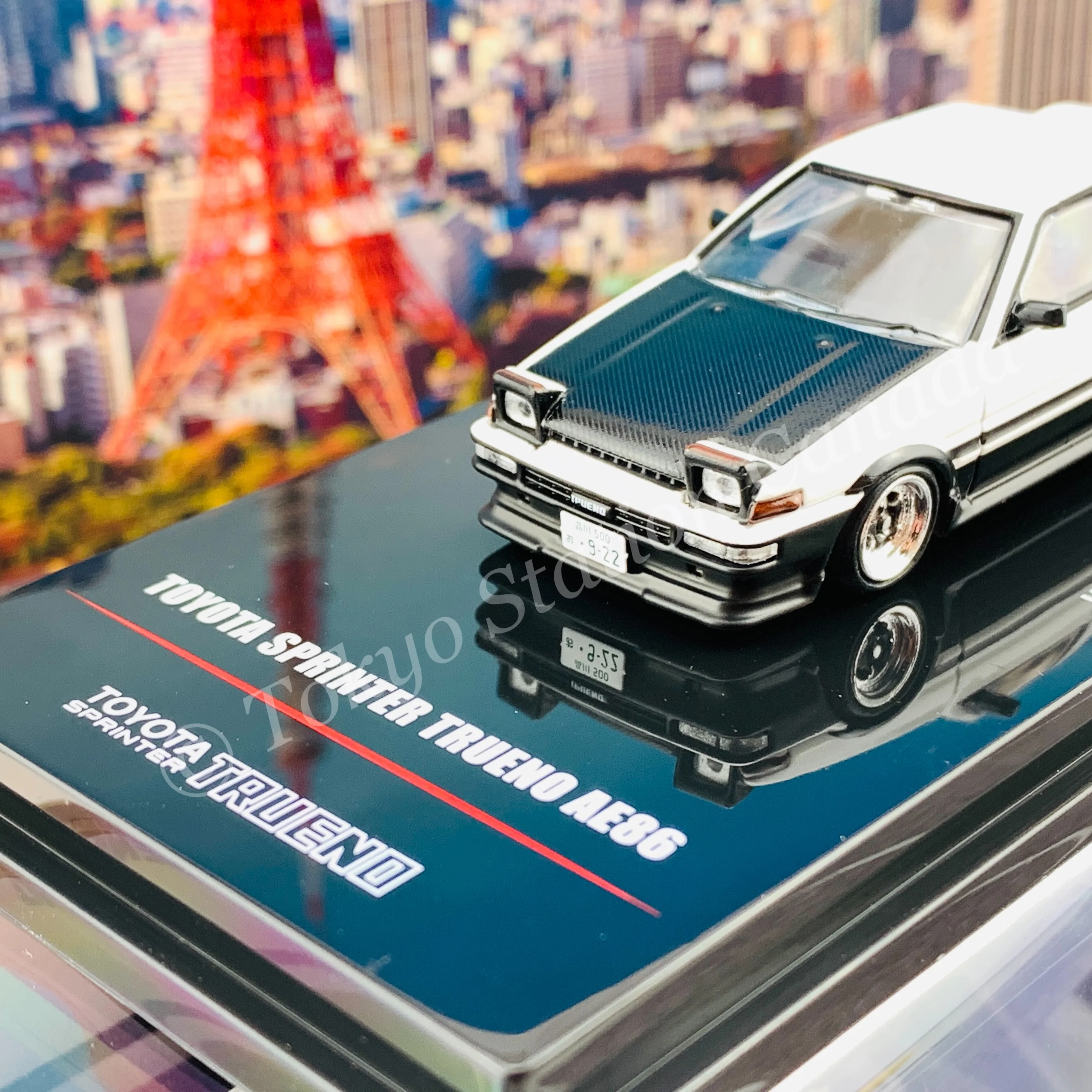INNO64 1/64 TOYOTA SPRINTER TRUENO AE86 White/Black With Extra wheels (Japan Special Edition) IN64-AE86T-WHB - Image 4