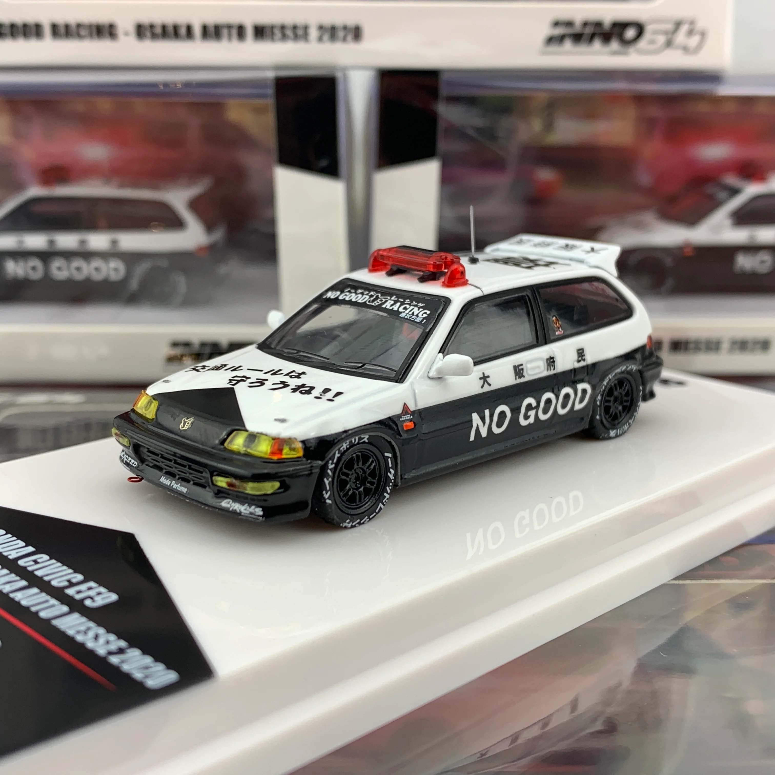 INNO64 1/64 JDM Collection 06 HONDA CIVIC EF9 Kanjo Style "BYE BYE POLICE" Osaka Auto Messe 2020 IN64-EF9-JDM06 - Image 2