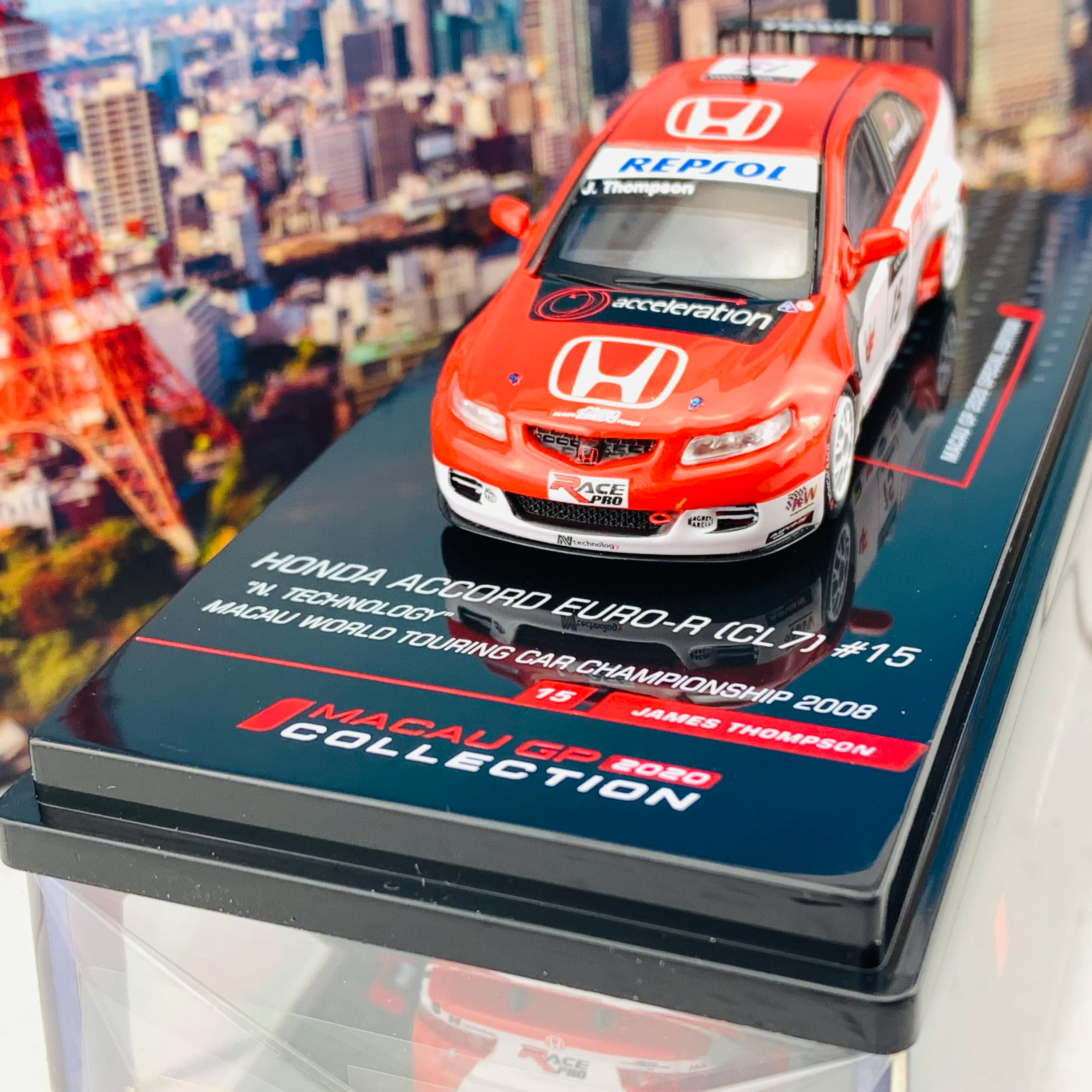 INNO64 MACAU GP 2020 COLLECTION HONDA ACCORD Euro-R (CL7) #15  "N. Technology" Macau World Touring Car Championship 2008 James Thompson 1991 IN64-CL7-MGP20NT - Image 3