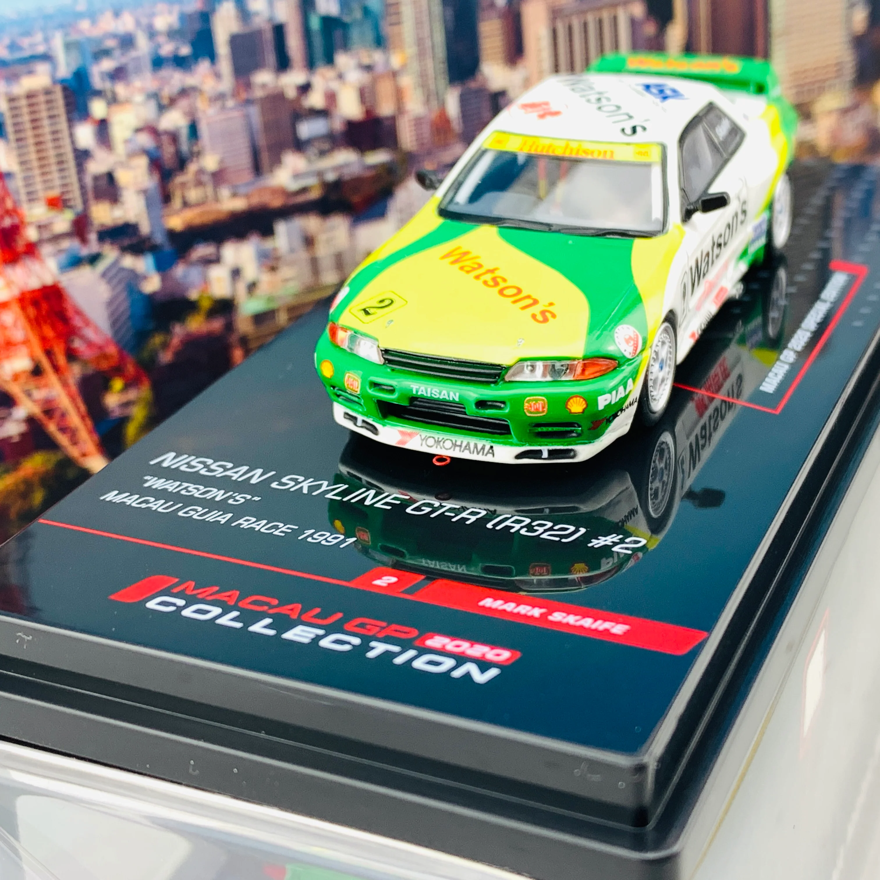 INNO64 MACAU GP 2020 COLLECTION NISSAN SKYLINE GT-R (R32) #2  "WATSON'S" Macau Guia Rce 1991 MARK SKAIFE IN64-R32-MGP20WS - Image 3