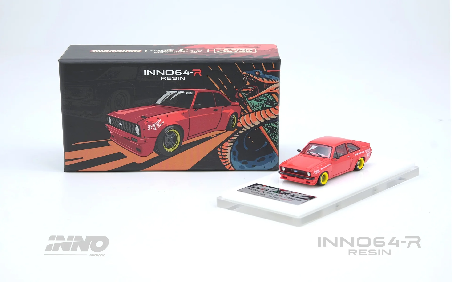 INNO64R 1/64 RESIN FORD ESCORT MK2 PANDEM "EMOTION" RETRO HAVOC Red IN64R-MK2P-RED - Image 2