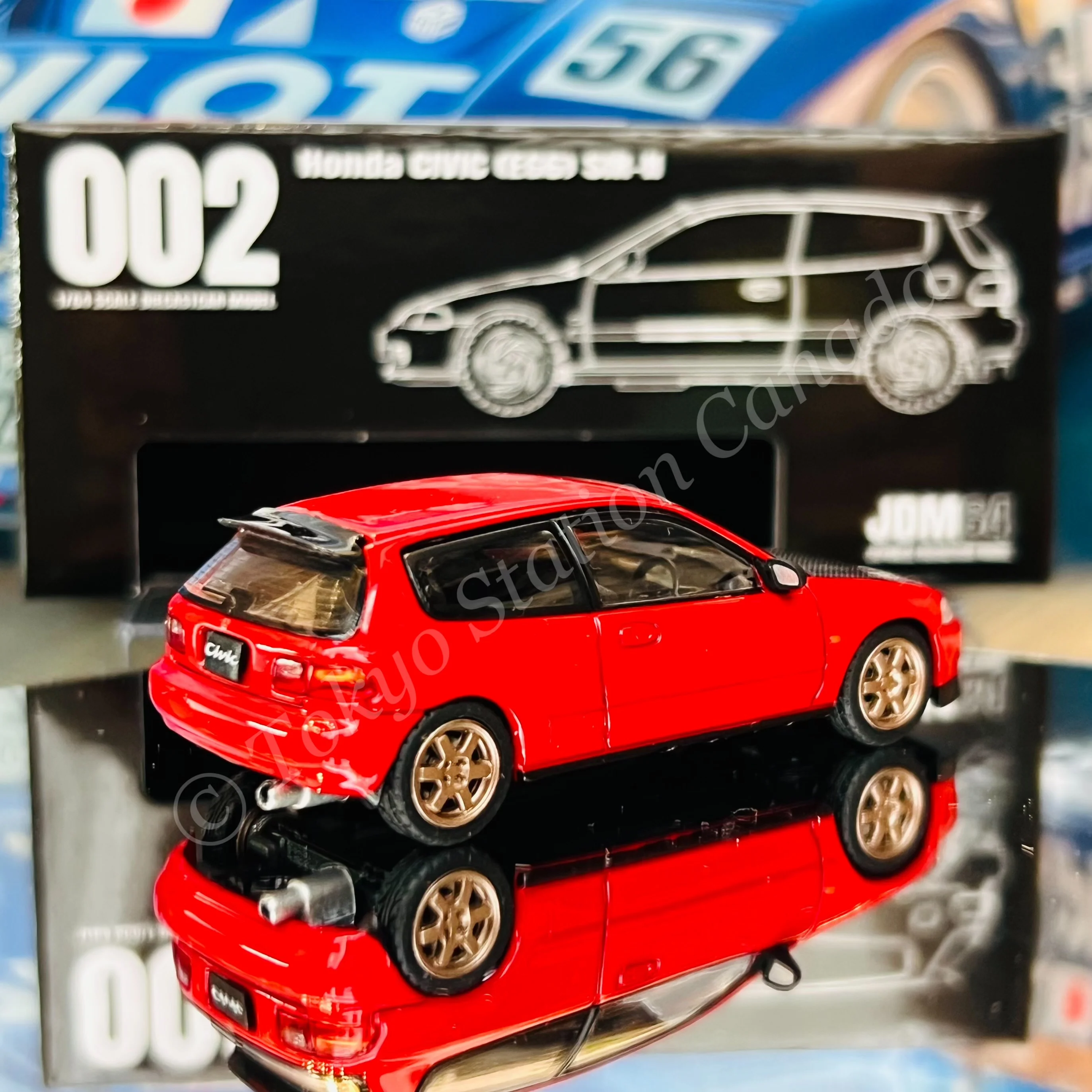 JDM64 by HOBBY JAPAN 1/64 Honda CIVIC (EG6) SIR-Ⅱ JDM STYLE - Milano Red HJDM002-8 - Image 2