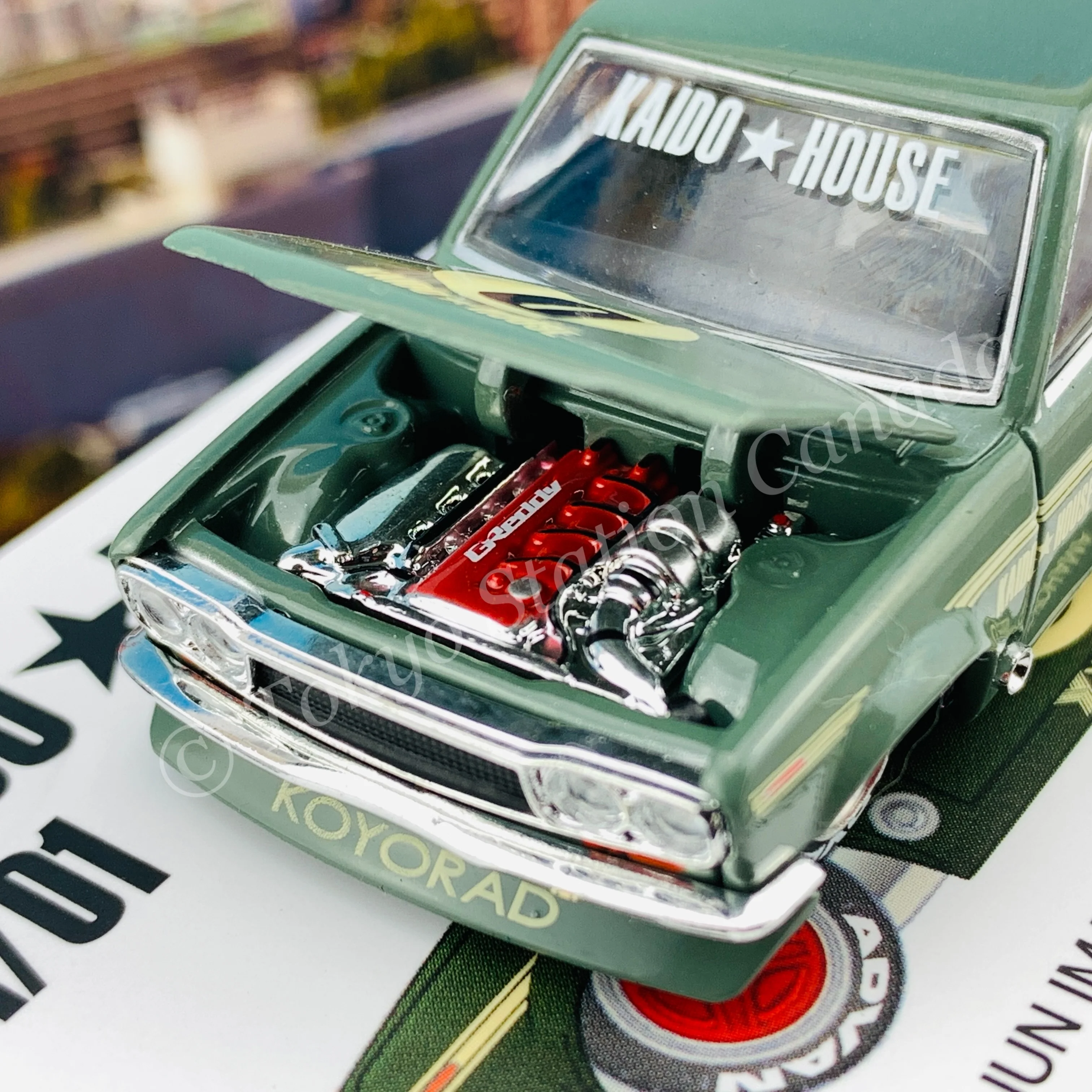 KaidoHouse x MiniGT 1/64 Datsun 510 Pro Street OG Green LHD KHMG001 - Image 4