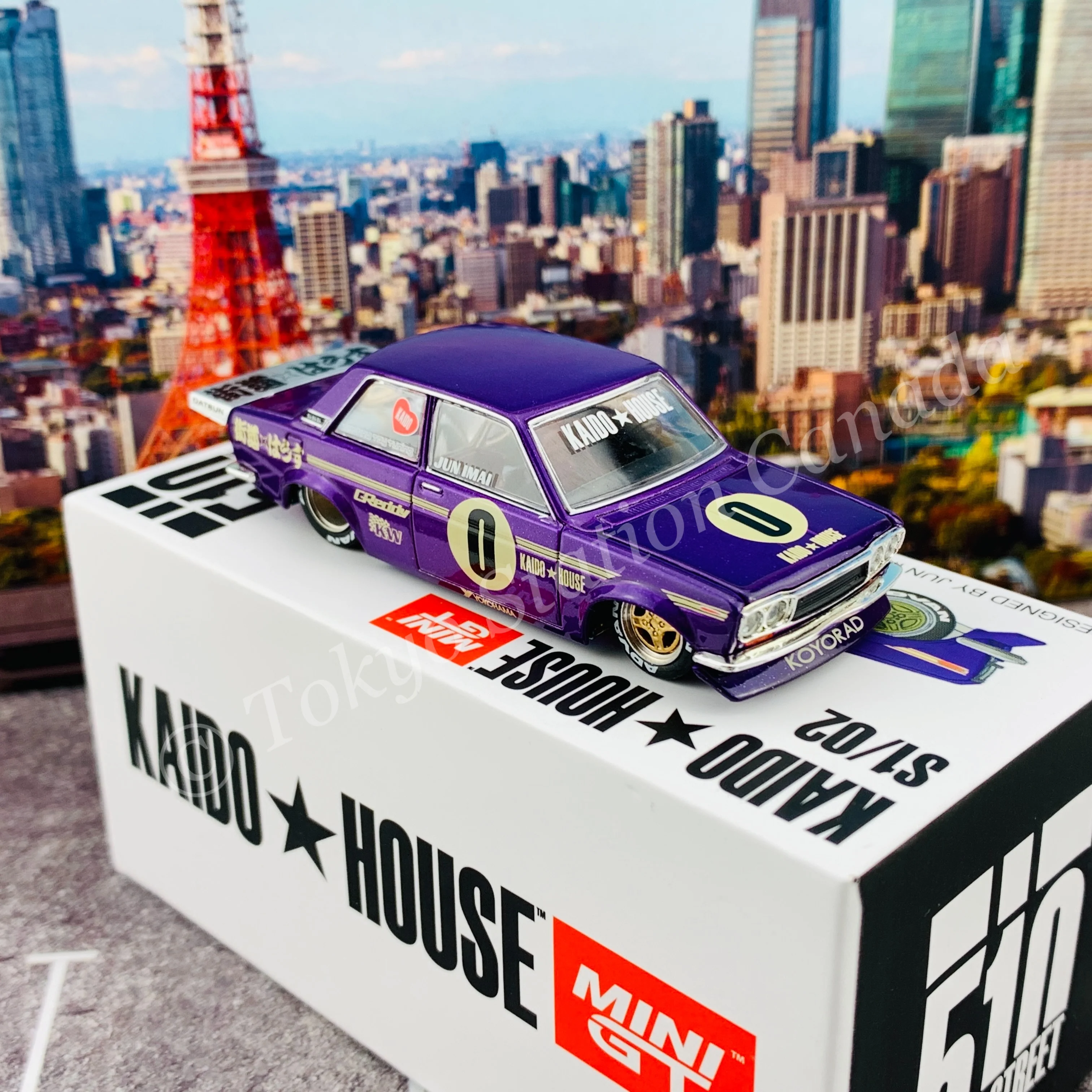 KaidoHouse x MiniGT 1/64 Datsun 510 Pro Street OG Purple LHD KHMG002 - Image 6