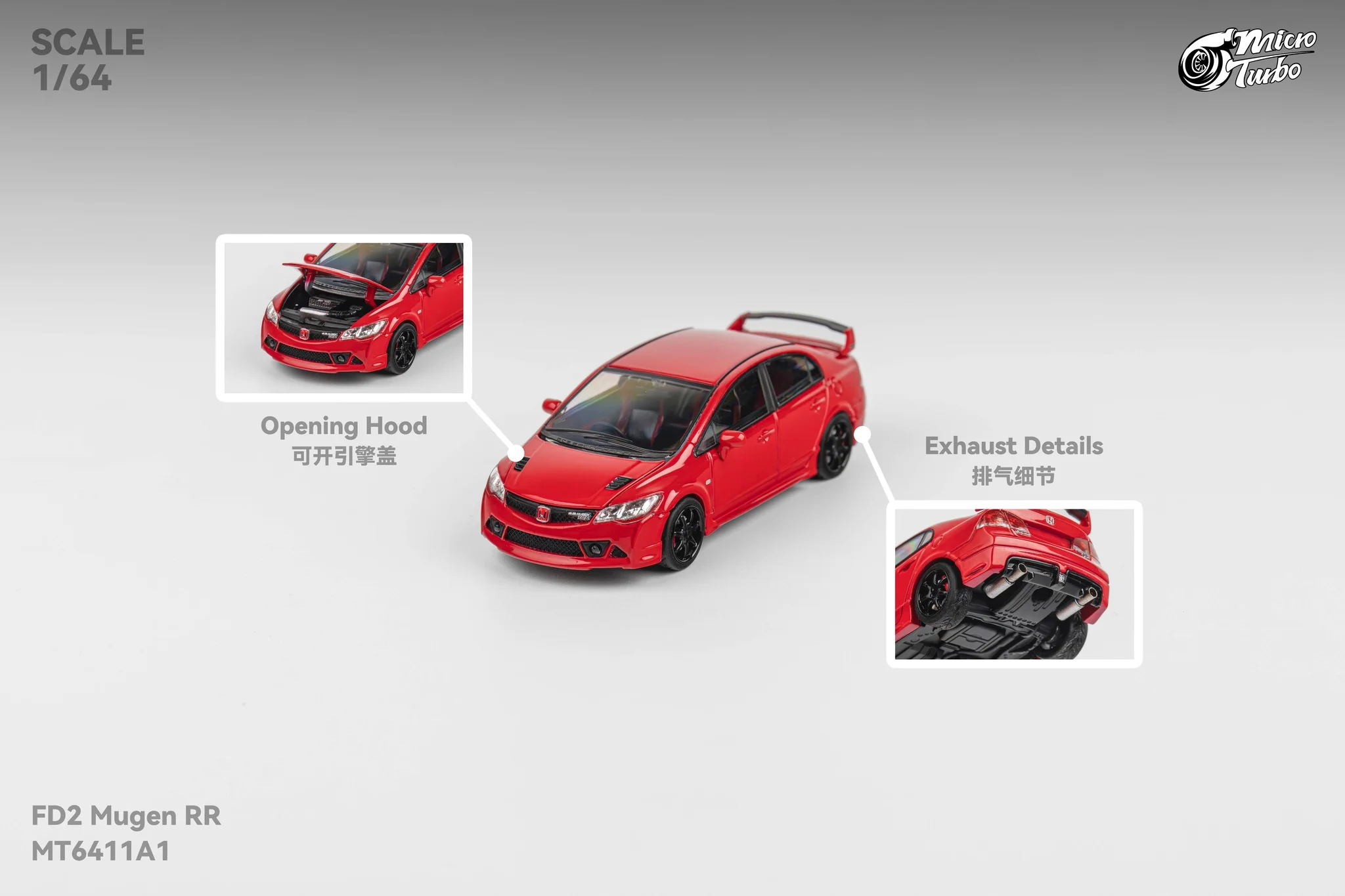 Micro Turbo 1/64 Custom FD2 MUGEN RR - Red MT6411A1 - Image 3