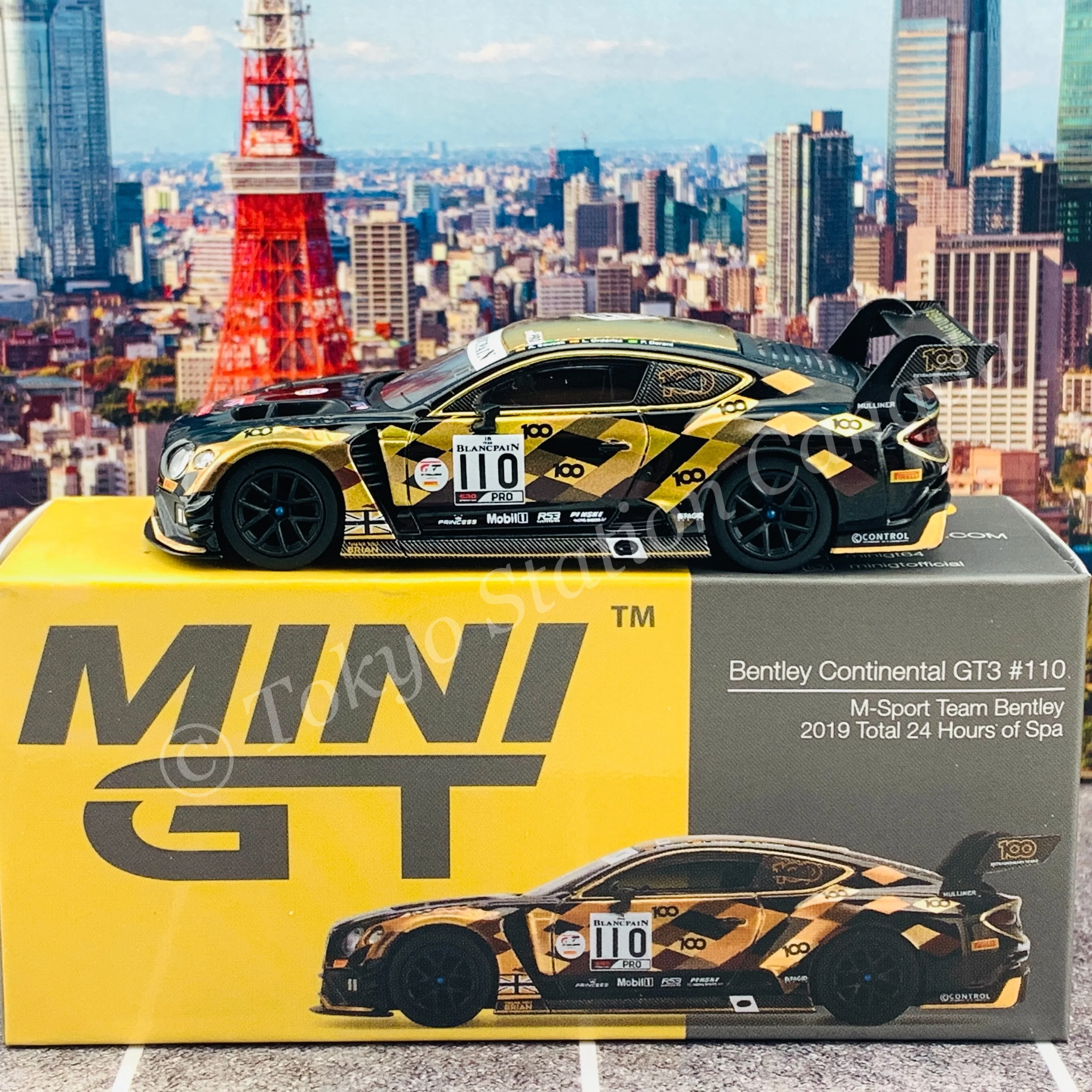 MINI GT 1/64 Bentley Continental GT3 #110  2019 Total 24 Hours of Spa M-Sport Team Bentley RHD MGT00199-R - Image 3