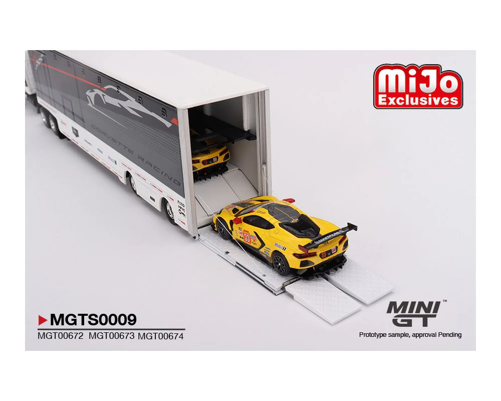MINI GT 1/64 Corvette Racing C8.R Racing Transporter Set MGTS0009 - Image 6