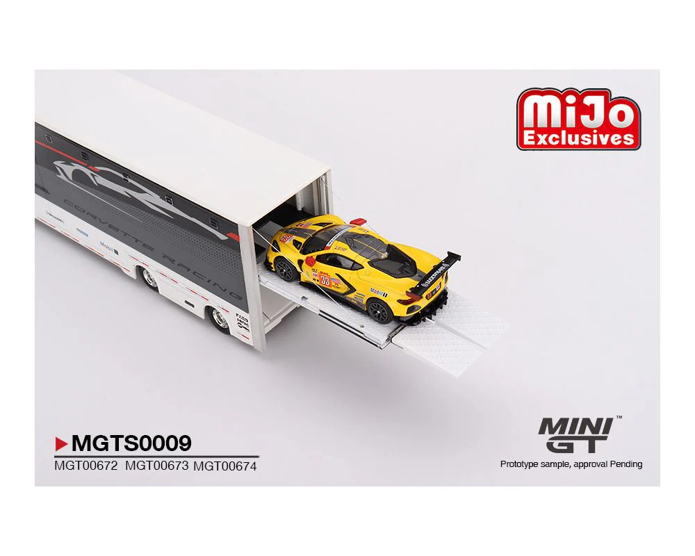 MINI GT 1/64 Corvette Racing C8.R Racing Transporter Set MGTS0009 - Image 7
