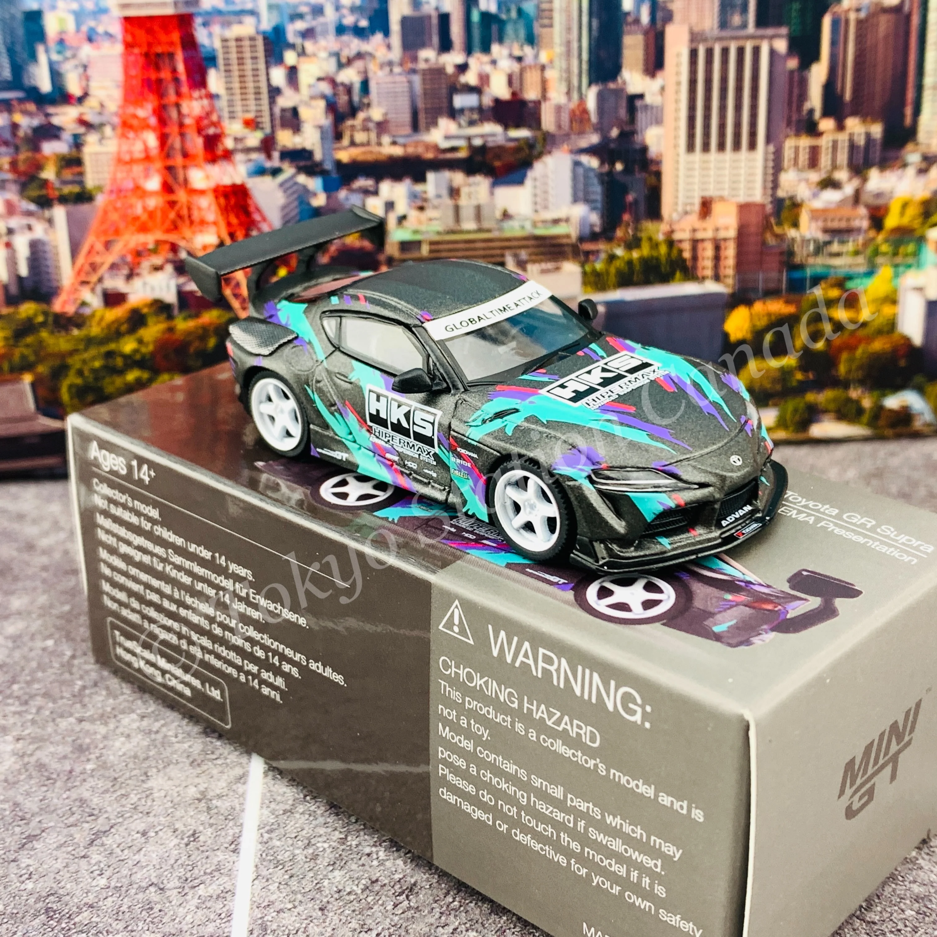MINI GT 1/64 HKS Toyota GR Supra 2019 SEMA Presentation LHD MGT00212-L - Image 4