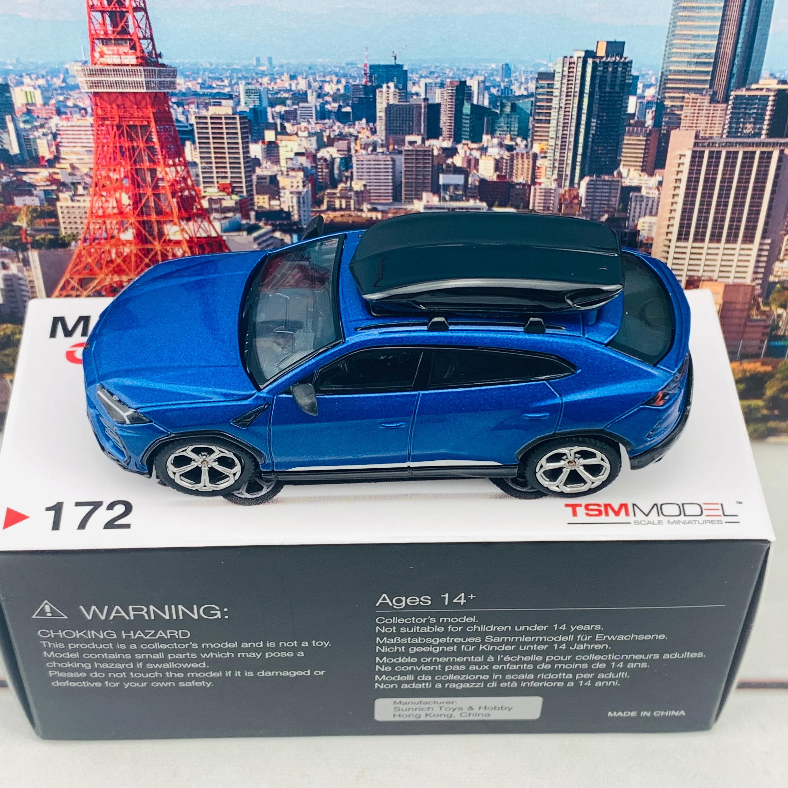 MINI GT 1/64 Lamborghini Urus Blu Eleos w/ Roof Box LHD MGT00172-L - Image 4