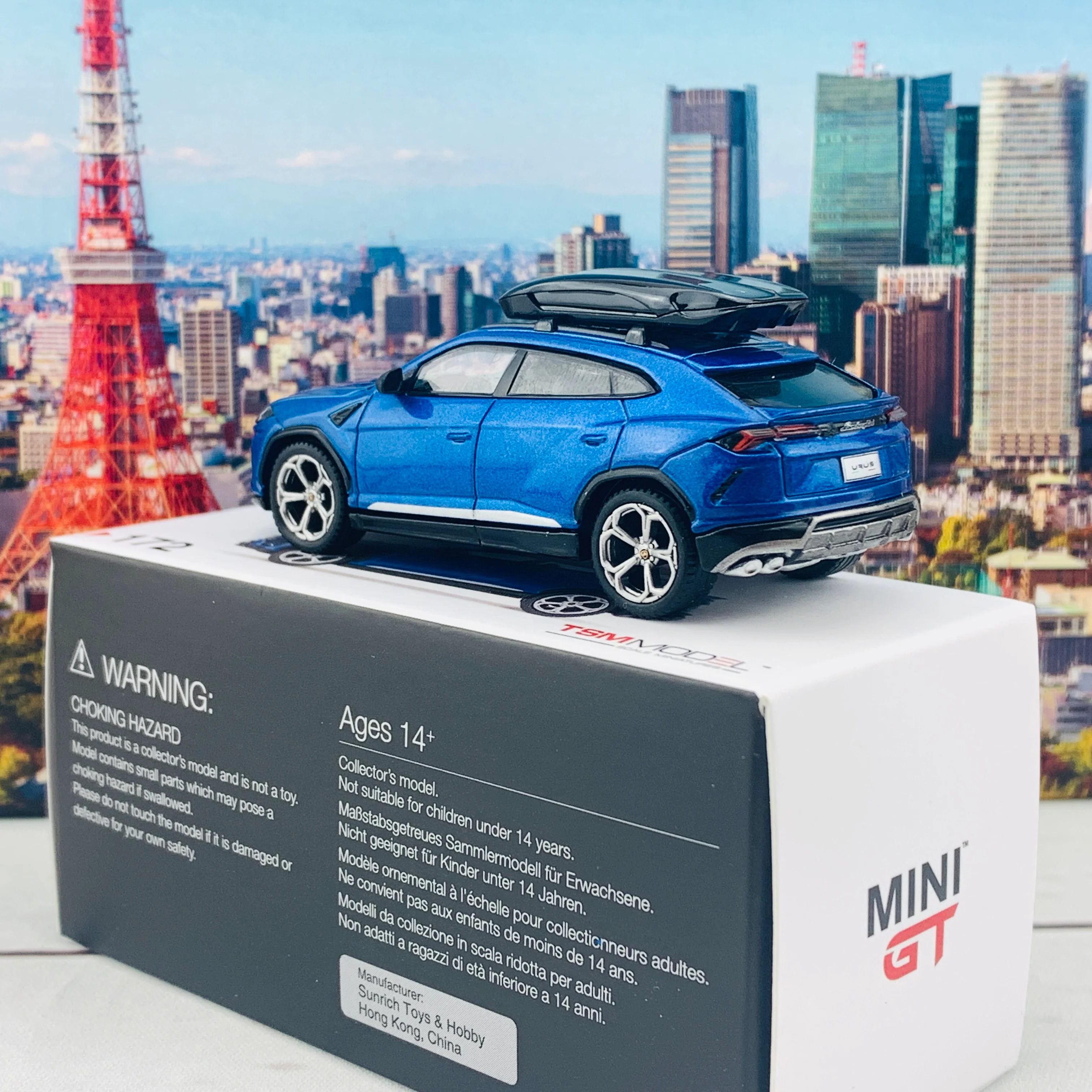 MINI GT 1/64 Lamborghini Urus Blu Eleos w/ Roof Box LHD MGT00172-L - Image 5