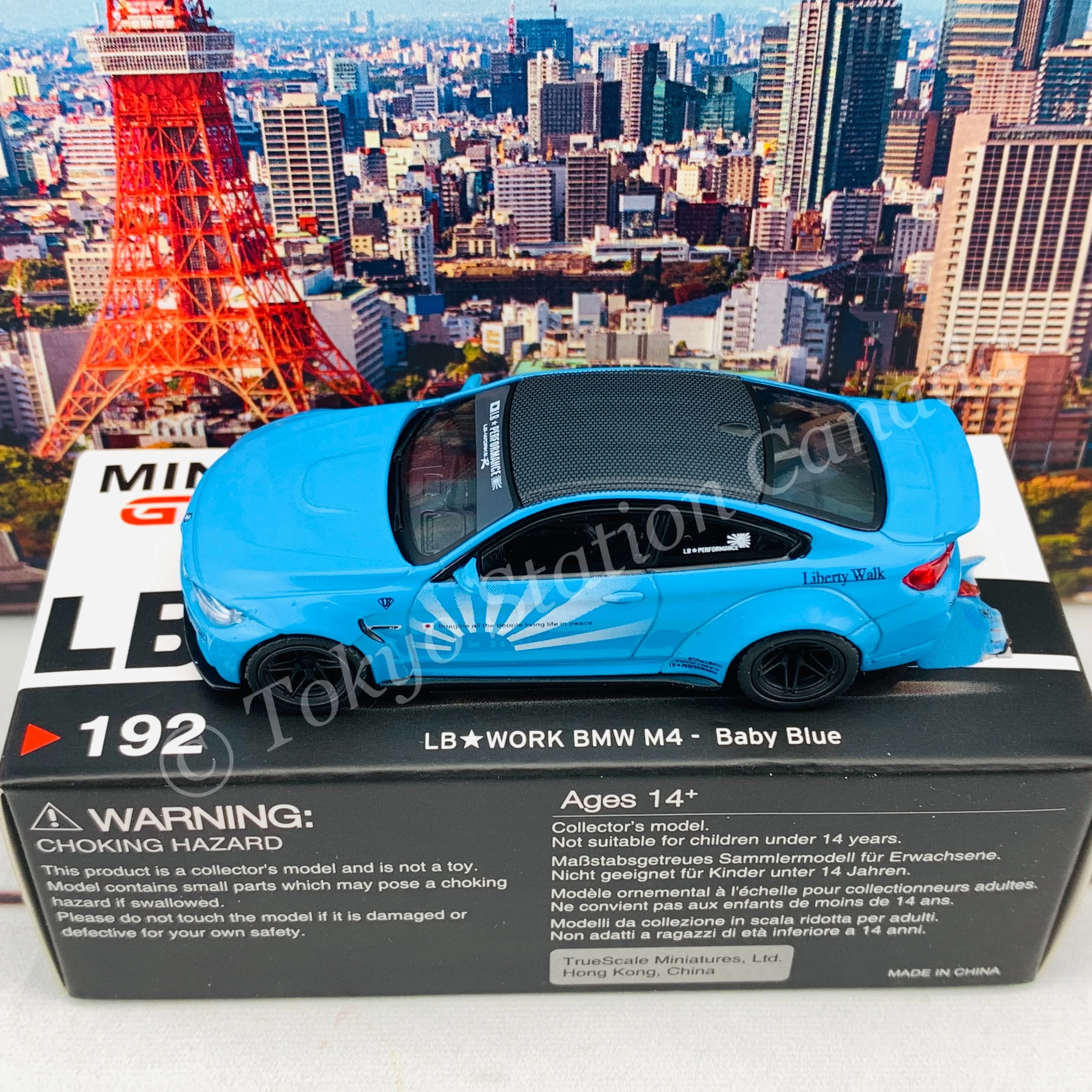 MINI GT 1/64 LB WORKS BMW M4  Baby Blue LHD MGT00192-L - Image 4
