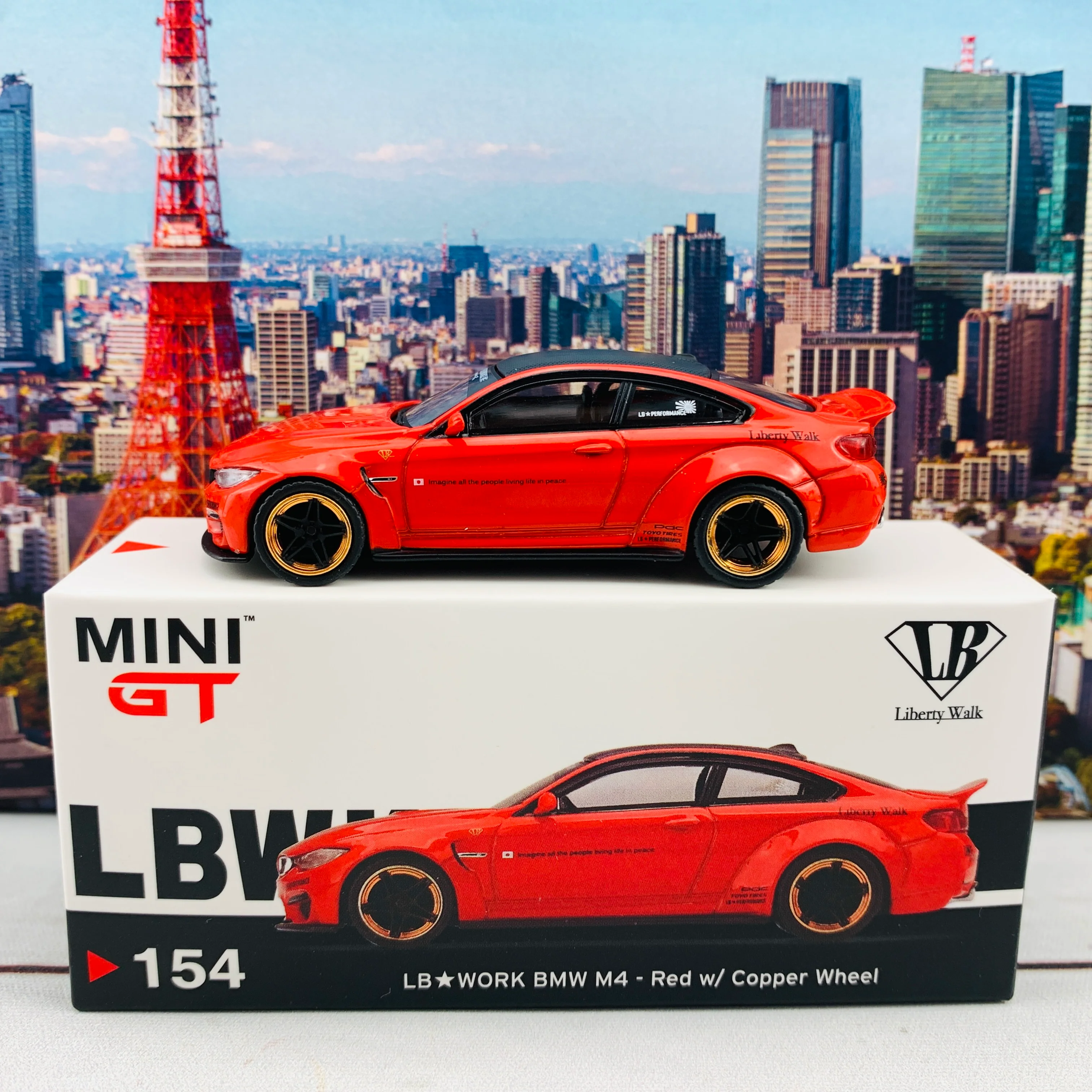 MINI GT 1/64 LB WORKS BMW M4 Red w/ Copper Wheel LHD MGT00154-L - Image 2