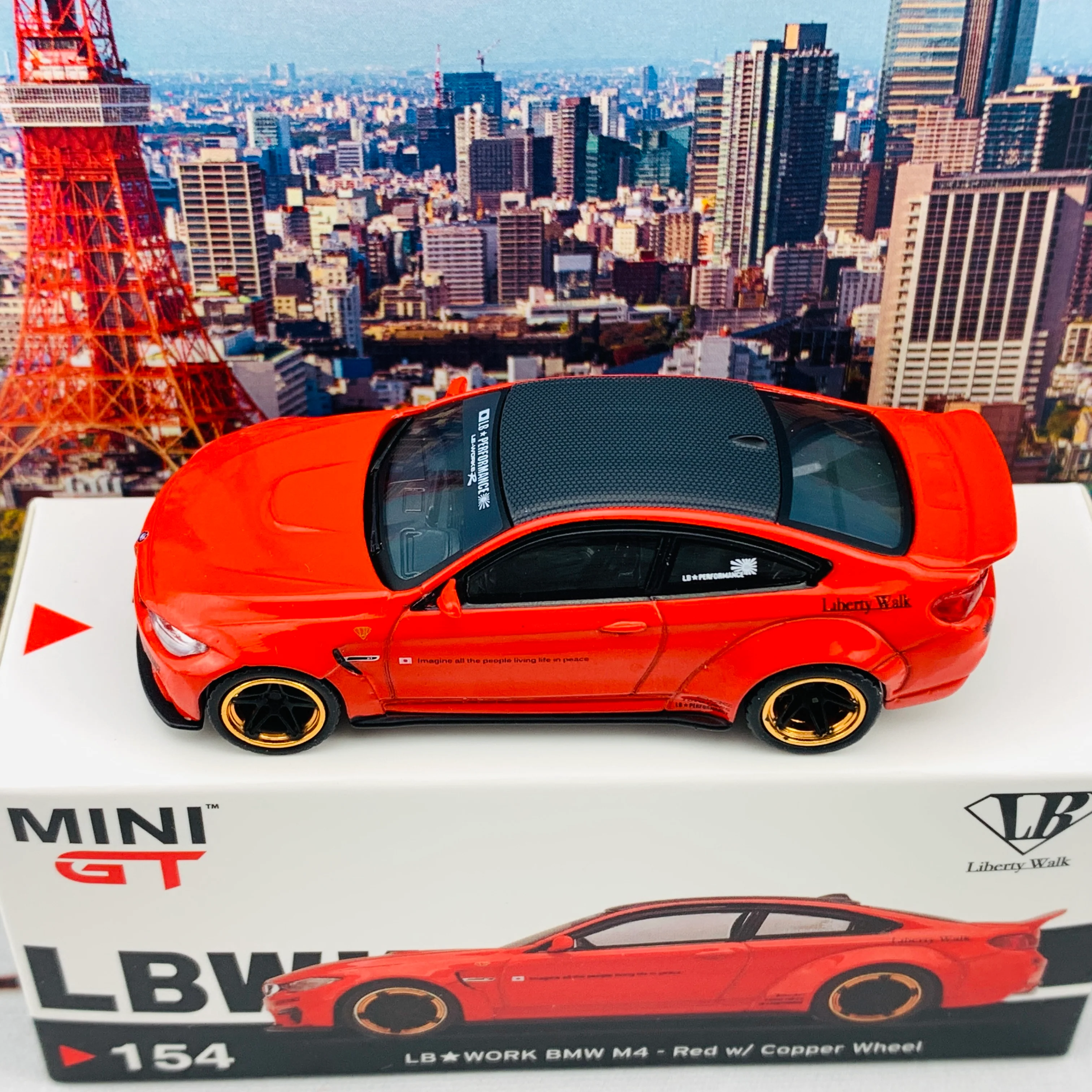 MINI GT 1/64 LB WORKS BMW M4 Red w/ Copper Wheel LHD MGT00154-L - Image 3