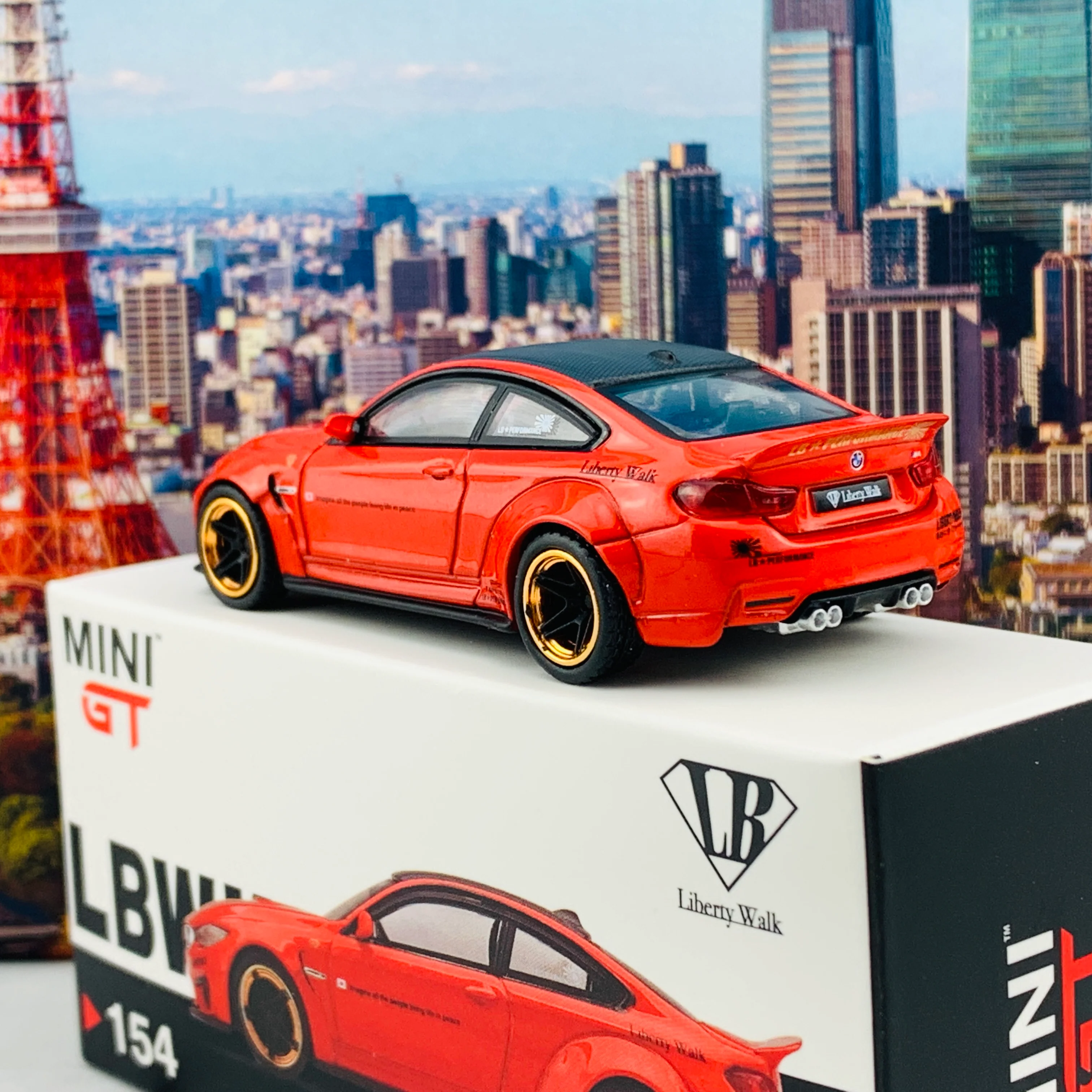 MINI GT 1/64 LB WORKS BMW M4 Red w/ Copper Wheel LHD MGT00154-L - Image 4
