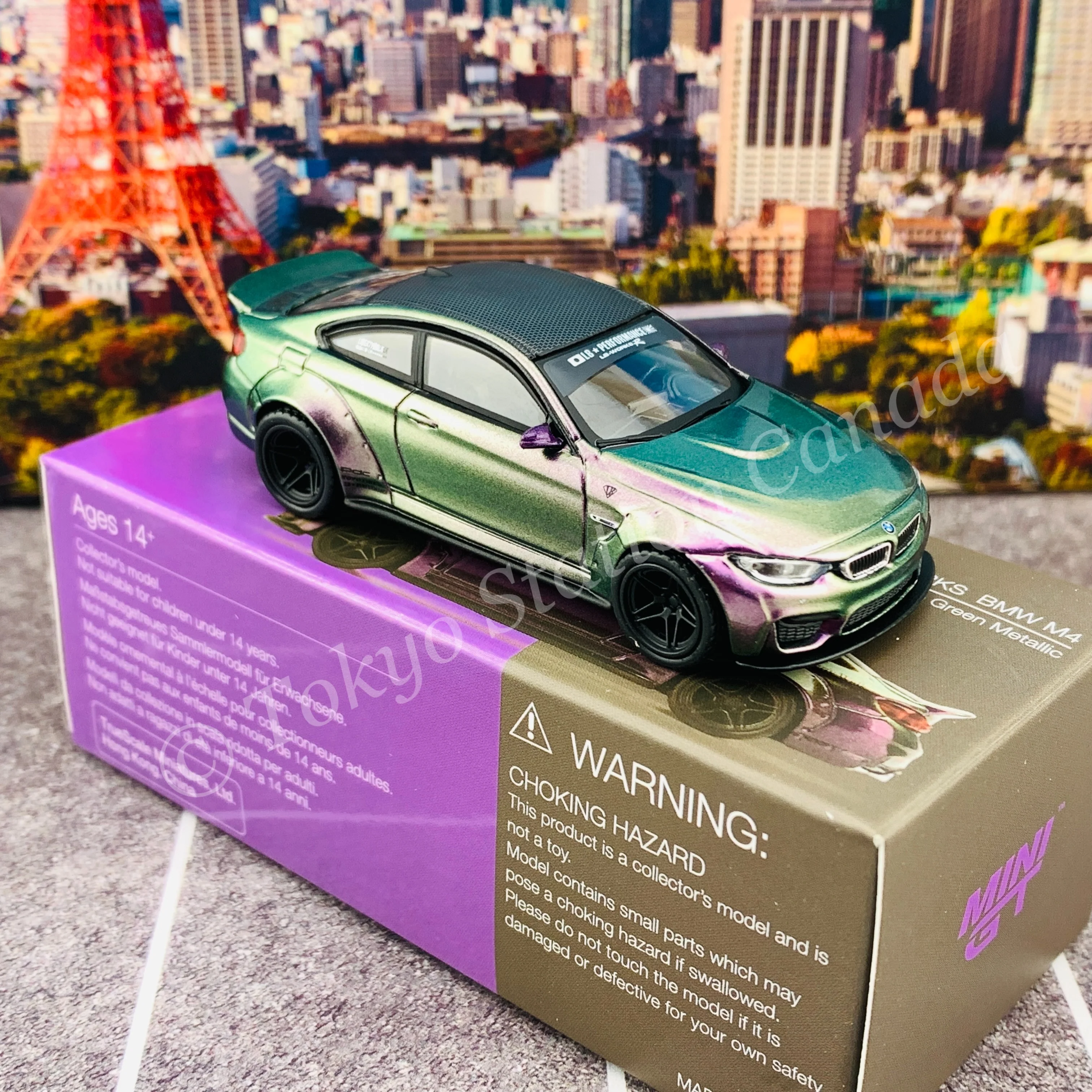 MINI GT 1/64 LB WORKS BMW M4  Purple Green Metallic LHD MGT00228-L - Image 3