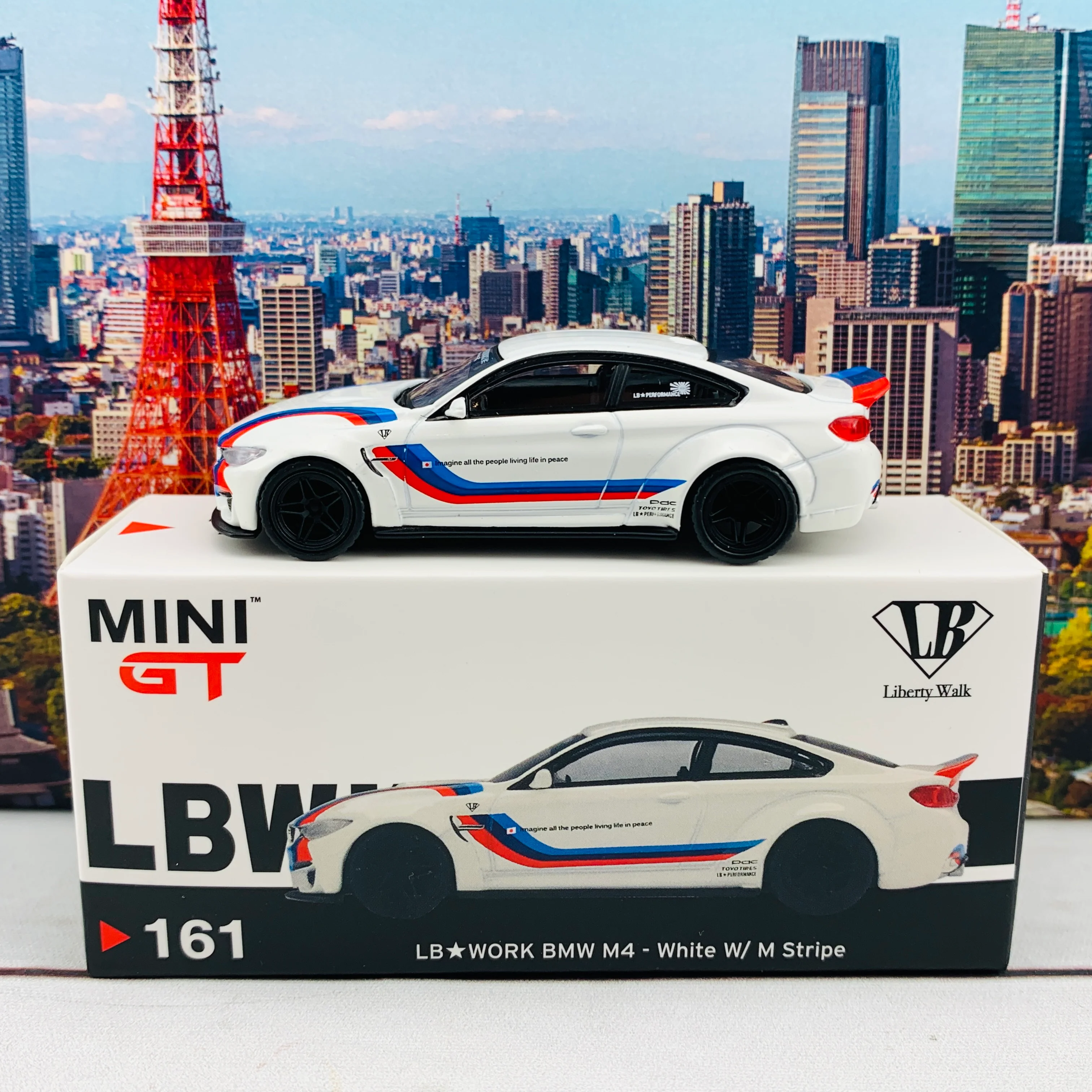 MINI GT 1/64 LB★WORKS BMW M4 White W/ M Stripe LHD MGT00161-L - Image 2