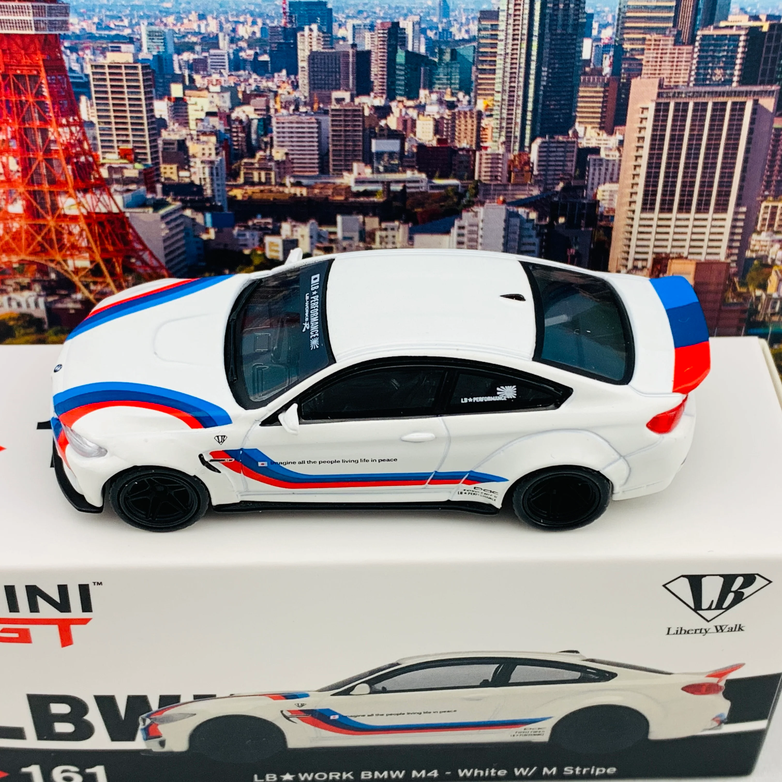 MINI GT 1/64 LB★WORKS BMW M4 White W/ M Stripe LHD MGT00161-L - Image 3