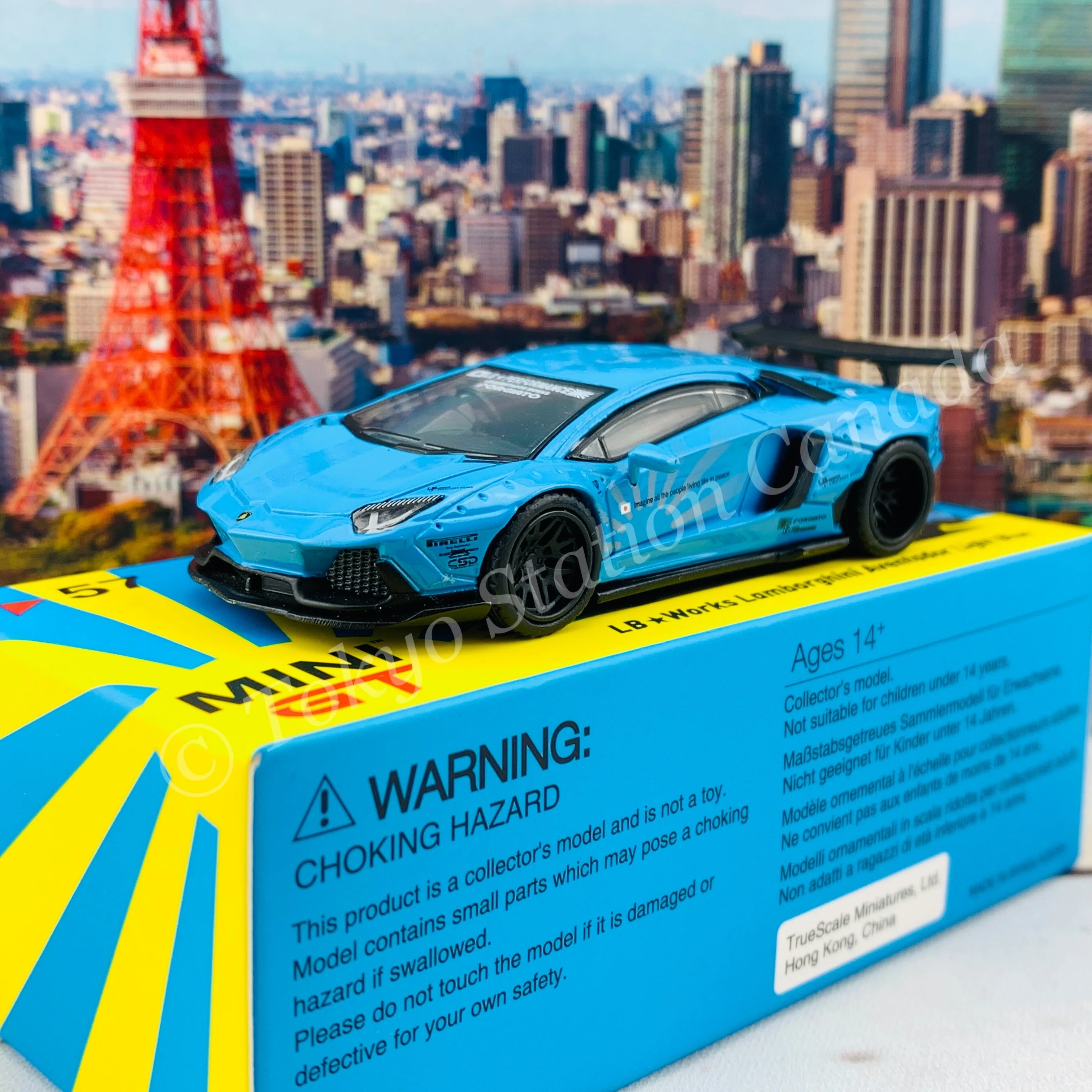 MINI GT 1/64 LB★WORKS Lamborghini Aventador Light Blue RHD MGT00057-R - Image 2