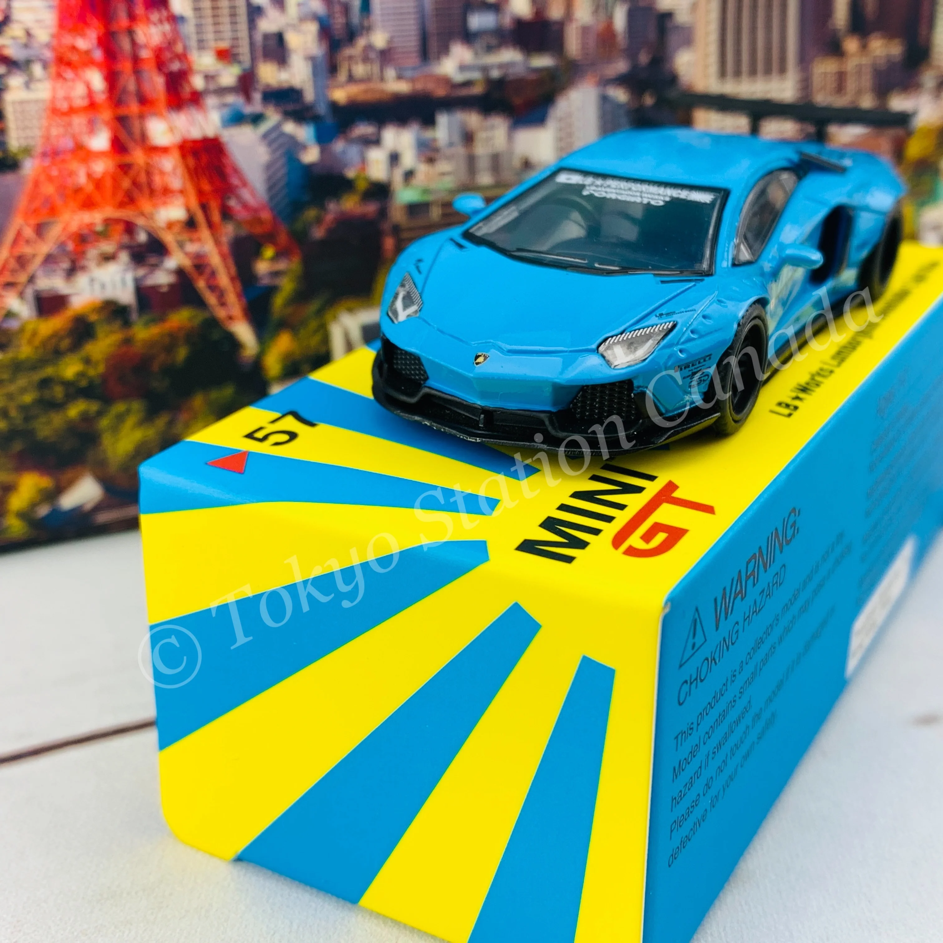 MINI GT 1/64 LB★WORKS Lamborghini Aventador Light Blue RHD MGT00057-R - Image 3