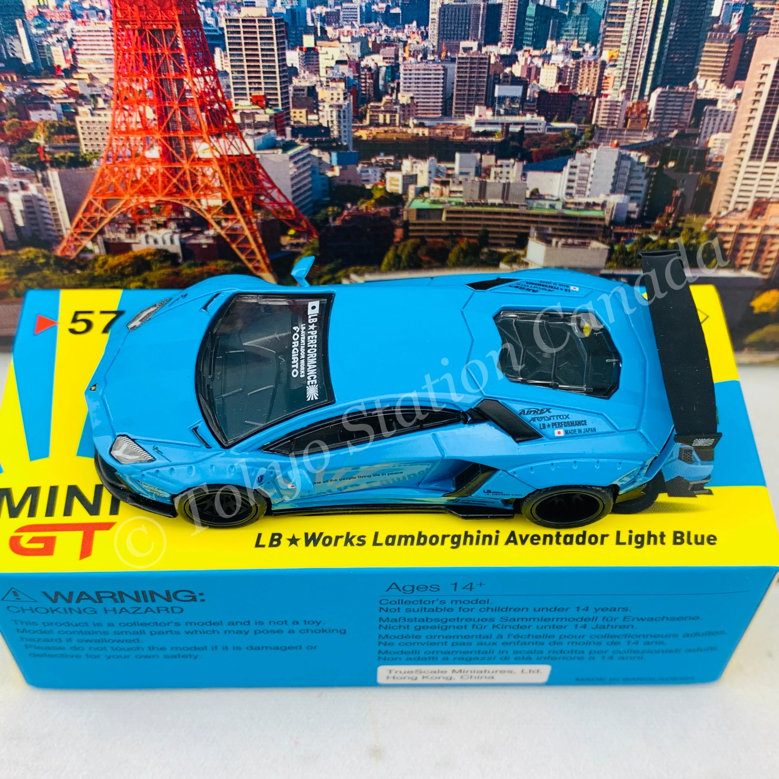 MINI GT 1/64 LB★WORKS Lamborghini Aventador Light Blue RHD MGT00057-R - Image 4
