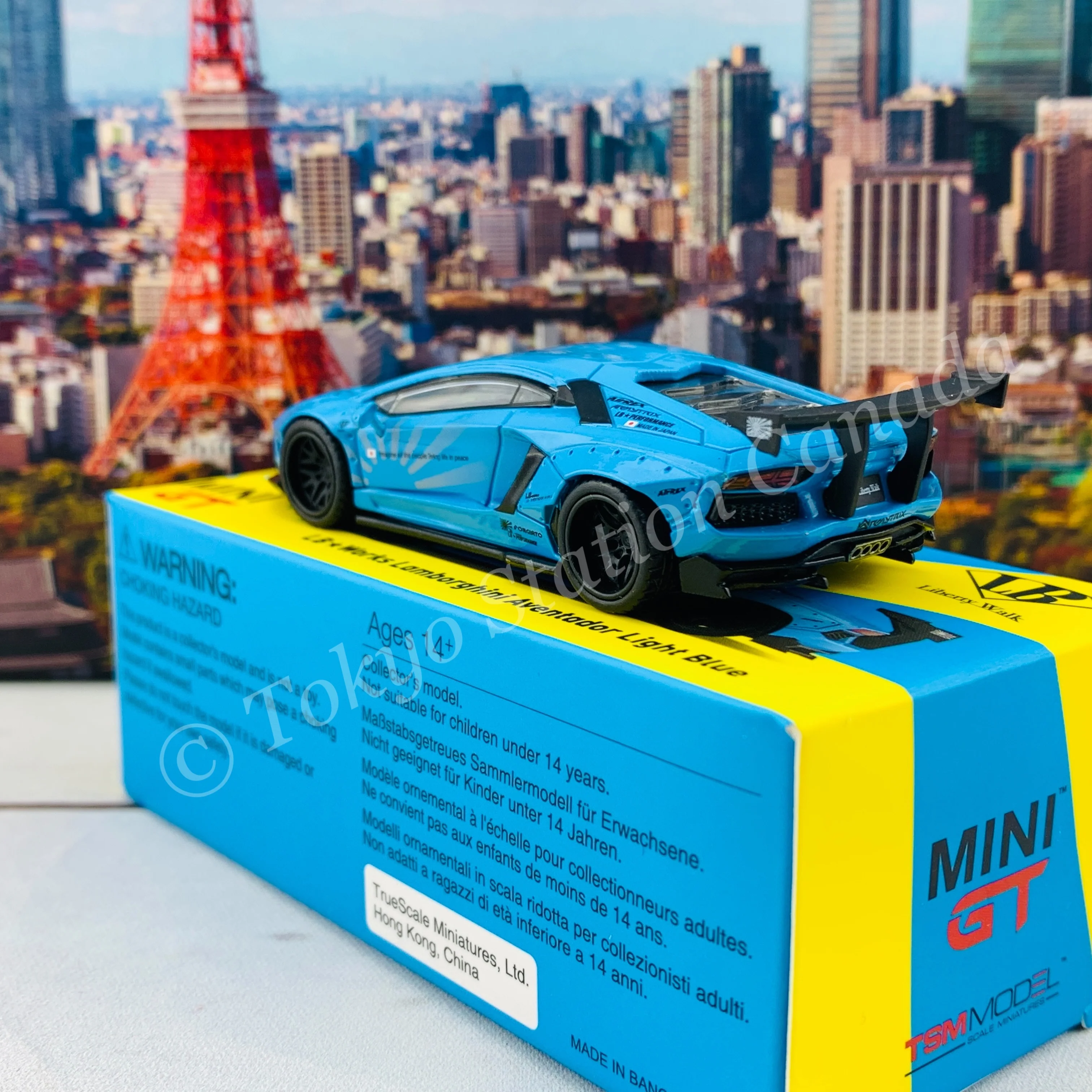 MINI GT 1/64 LB★WORKS Lamborghini Aventador Light Blue RHD MGT00057-R - Image 5