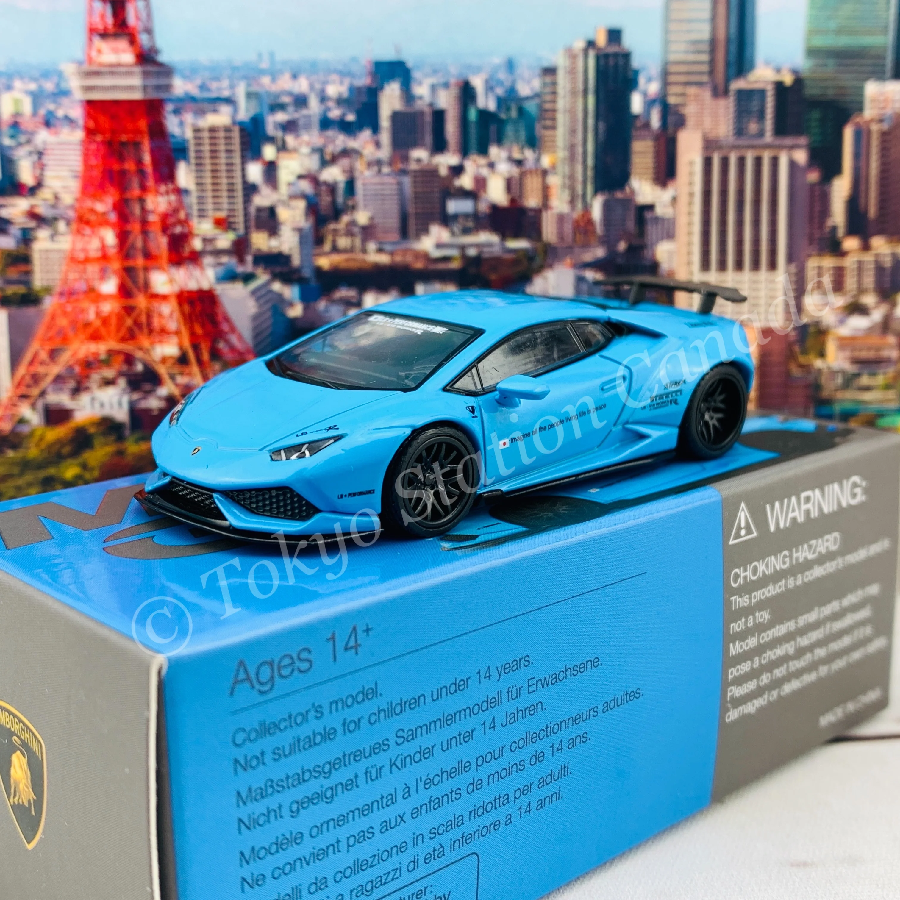MINI GT 1/64 LB WORKS Lamborghini Huracán ver. 1 Light Blue LHD MGT00189-L - Image 2