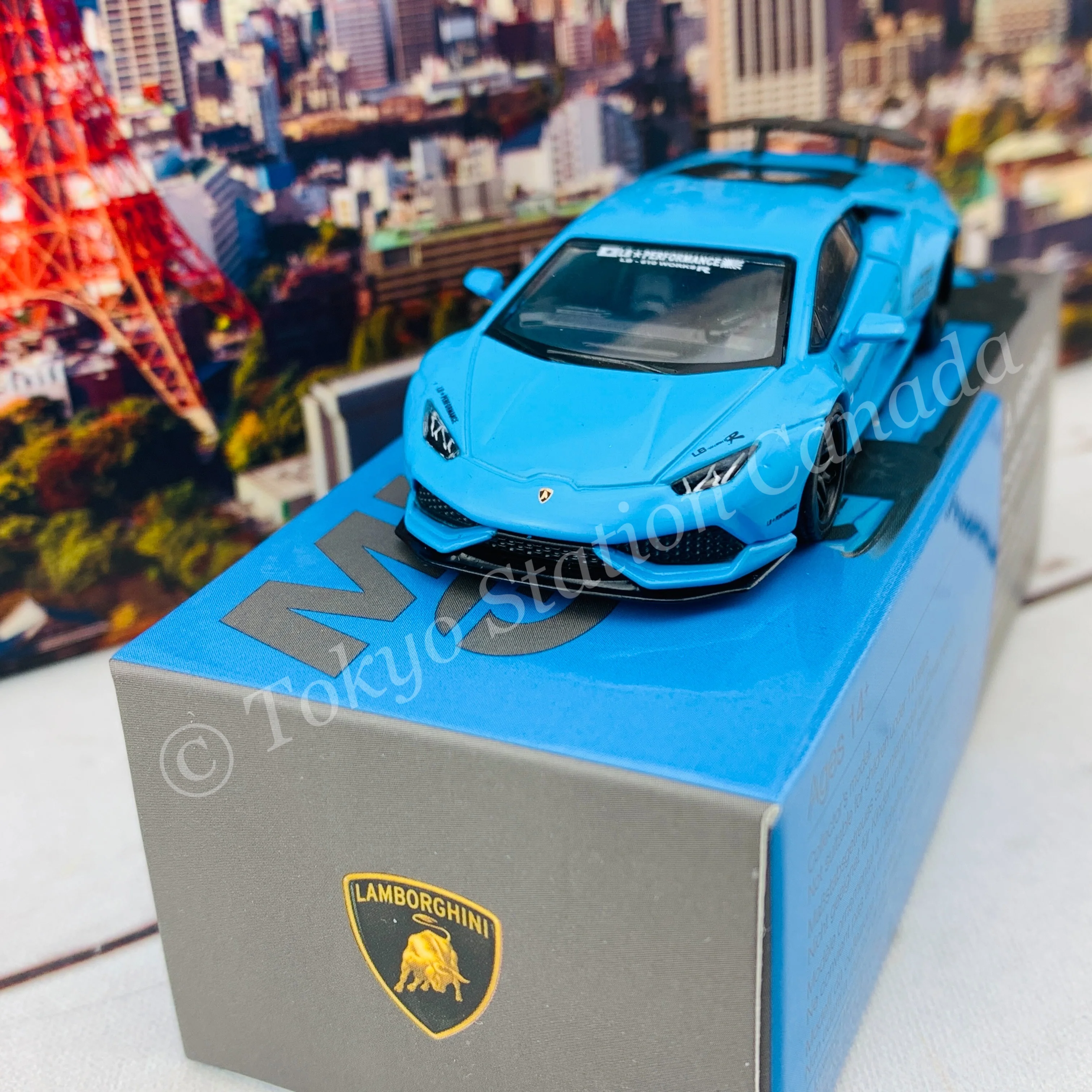 MINI GT 1/64 LB WORKS Lamborghini Huracán ver. 1 Light Blue LHD MGT00189-L - Image 3
