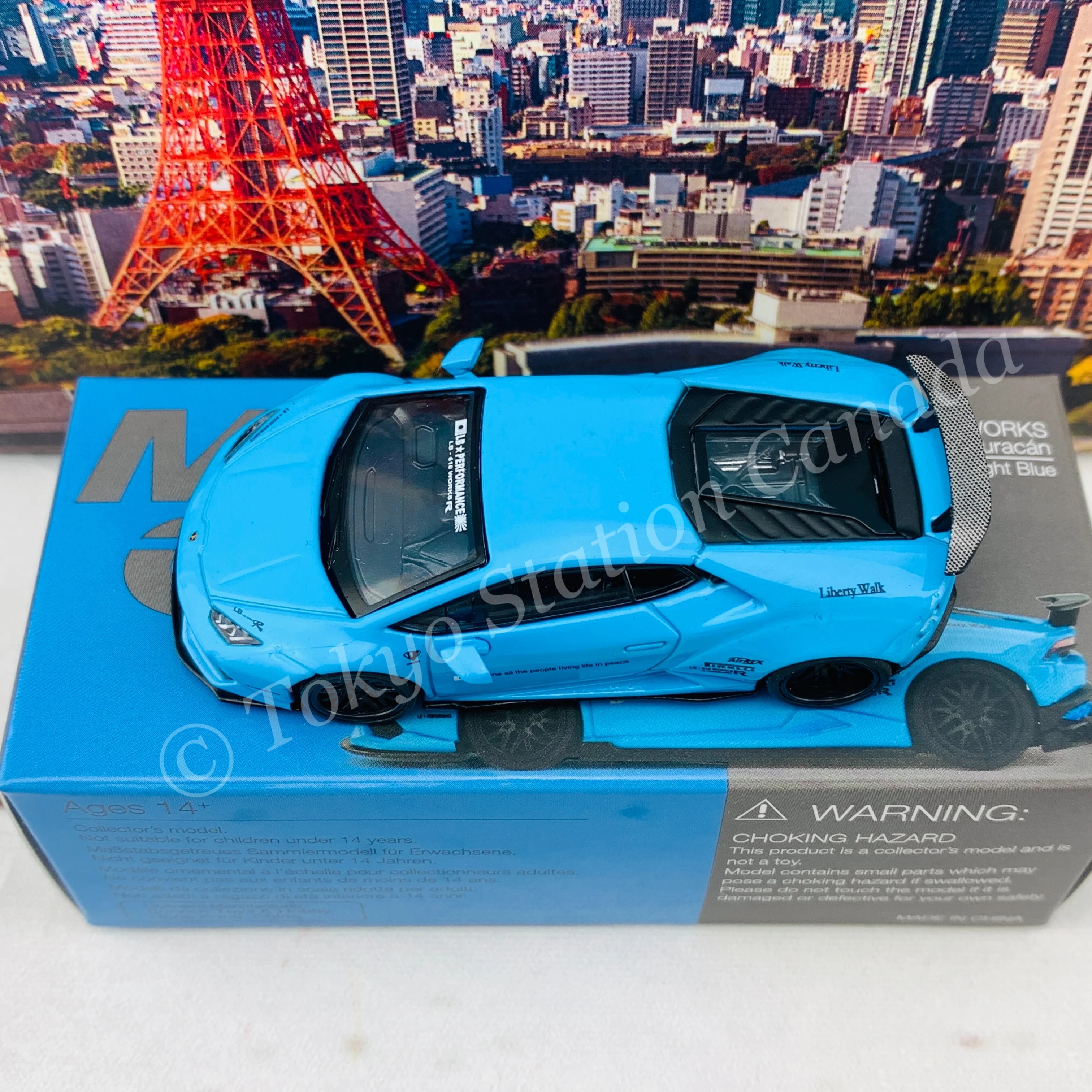 MINI GT 1/64 LB WORKS Lamborghini Huracán ver. 1 Light Blue LHD MGT00189-L - Image 5