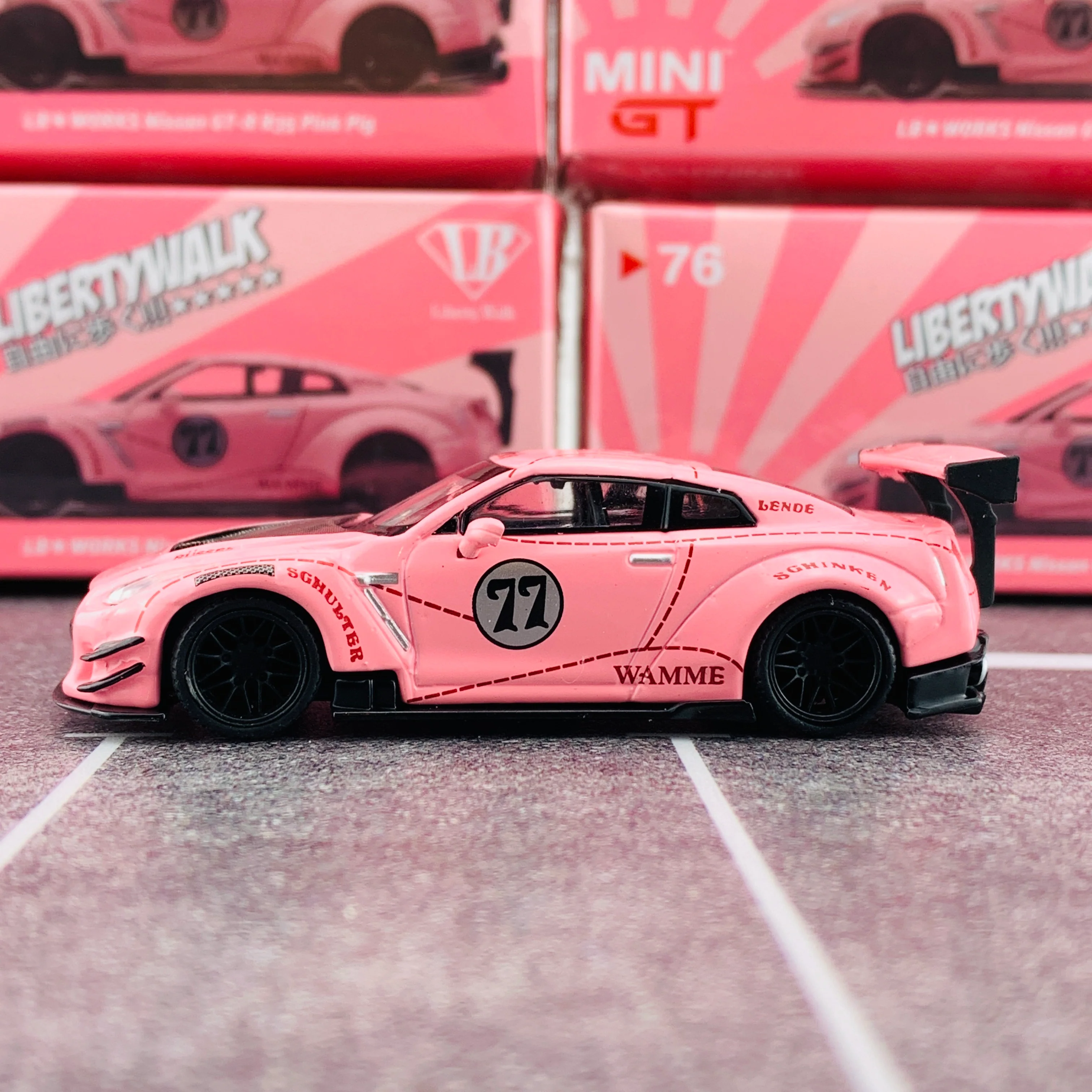 MINI GT 1/64 LB★Works Nissan GT-R (R35) Type 2, Rear Wing ver 3 Pink Pig RHD MGT00076-R - Image 2