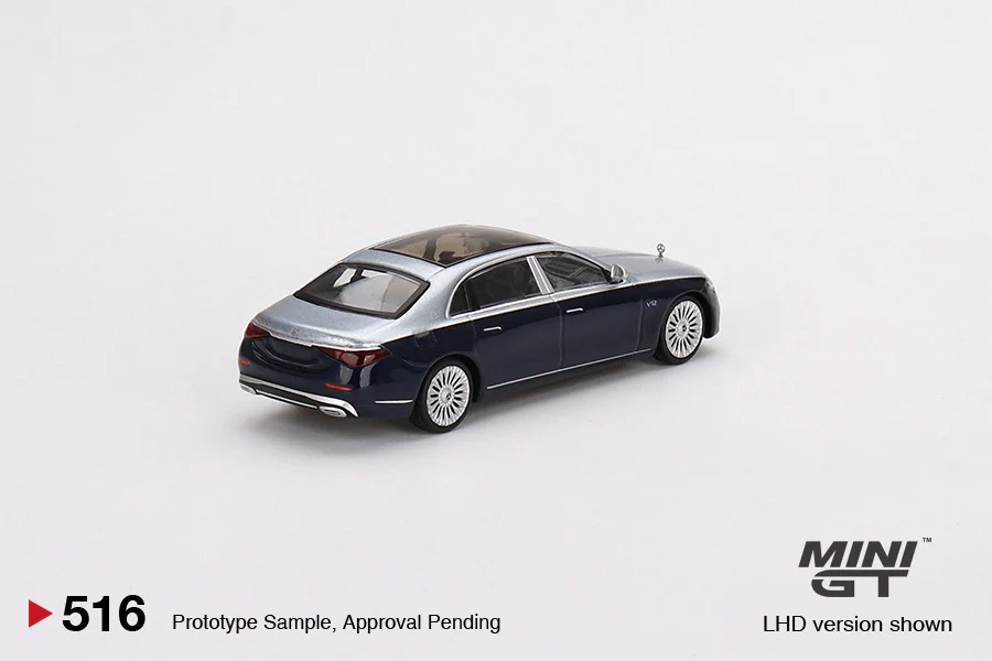 MINI GT 1/64 Mercedes-Maybach S680 Cirrus Silver / Nautical Blue Metallic LHD MGT00516-L - Image 2