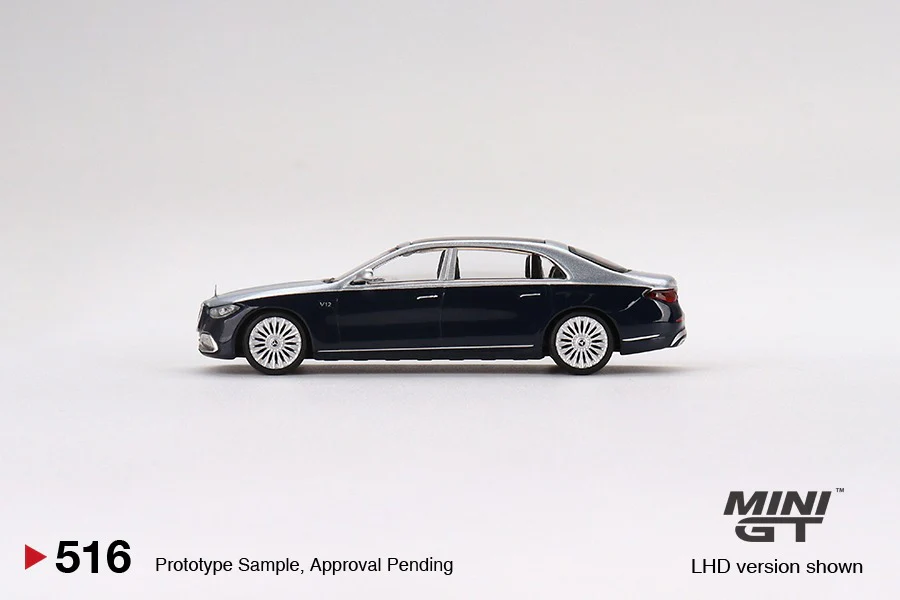 MINI GT 1/64 Mercedes-Maybach S680 Cirrus Silver / Nautical Blue Metallic LHD MGT00516-L - Image 3
