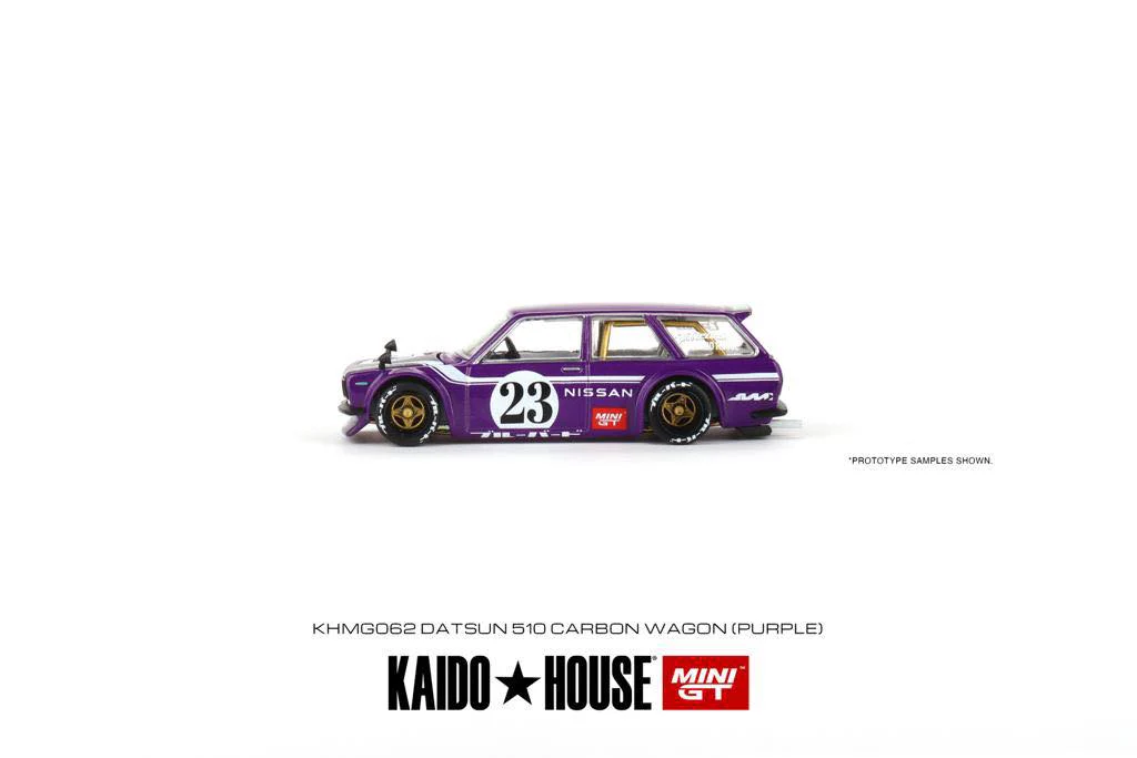 MINI GT x Kaido House 1/64 Datsun KAIDO 510 Wagon CARBON FIBER V1 (PURPLE) KHMG062 - Image 2