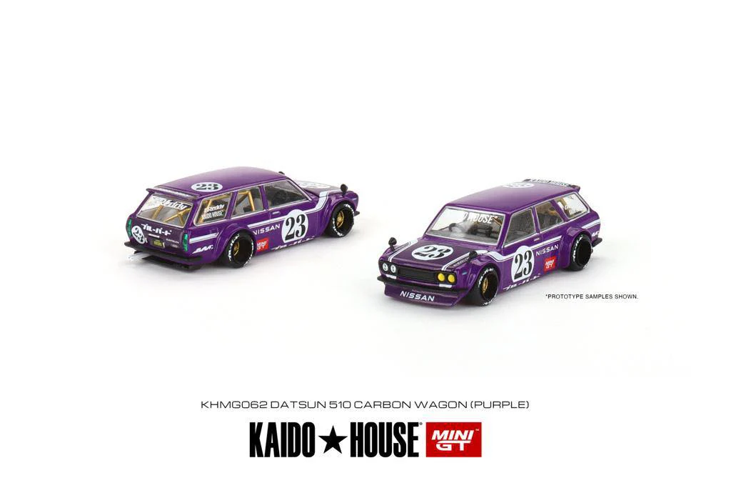 MINI GT x Kaido House 1/64 Datsun KAIDO 510 Wagon CARBON FIBER V1 (PURPLE) KHMG062 - Image 3