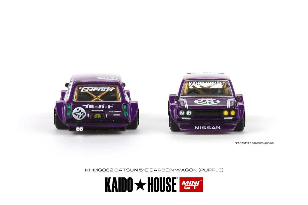 MINI GT x Kaido House 1/64 Datsun KAIDO 510 Wagon CARBON FIBER V1 (PURPLE) KHMG062 - Image 5