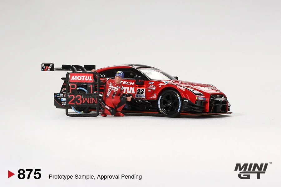 MINI GT 1/64 Nissan GT-R NISMO #23 "MOTUL AUTECH GT-R 2021" SUPER GT SERIES Suzuka winner W/ Matsuda Figure - Tsugio Matsuda Collection No.2 MGT00875-L - Image 2