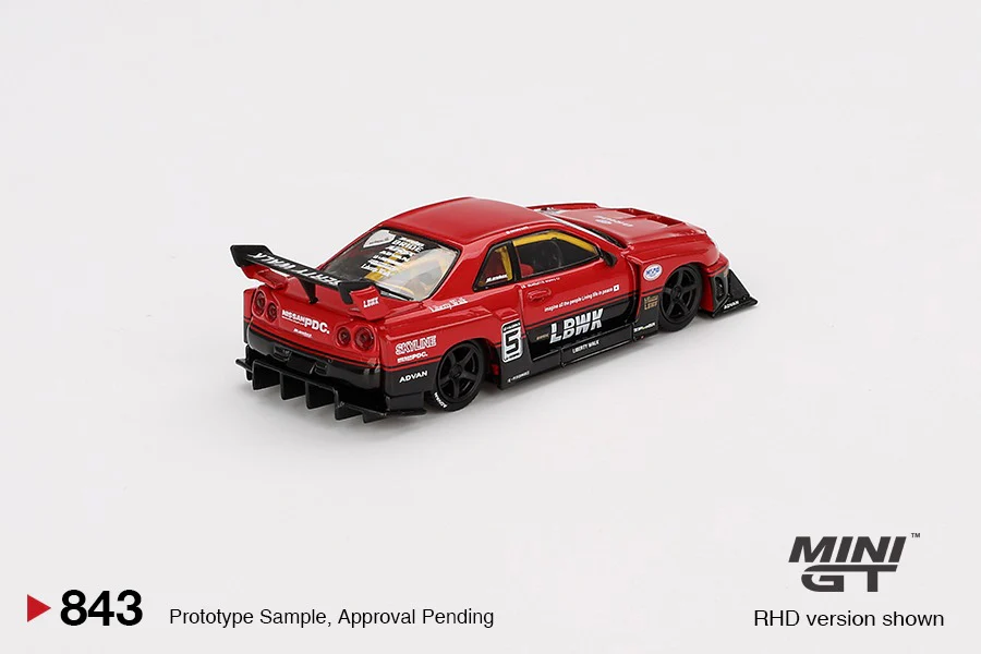 MINI GT 1/64 Nissan LB-ER34 Super Silhouette SKYLINE Red/Black MGT00843-BL - Image 3
