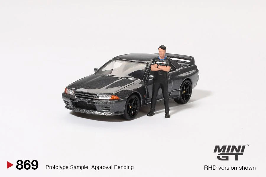 MINI GT 1/64 Nissan Skyline GT-R (R32) Nismo Gunmetal w/ Matsuda Figure (Tsugio Matsuda Collection) MGT00869-R - Image 5