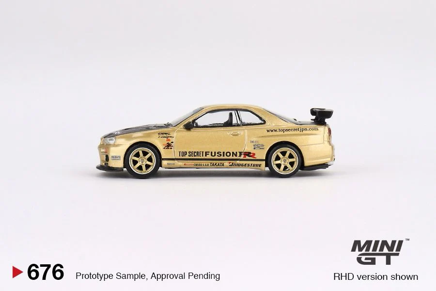 MINI GT 1/64 Nissan Skyline GT-R (R34) Top Secret  Top Secret Gold - Japan Exclusive MGT00676-R - Image 2