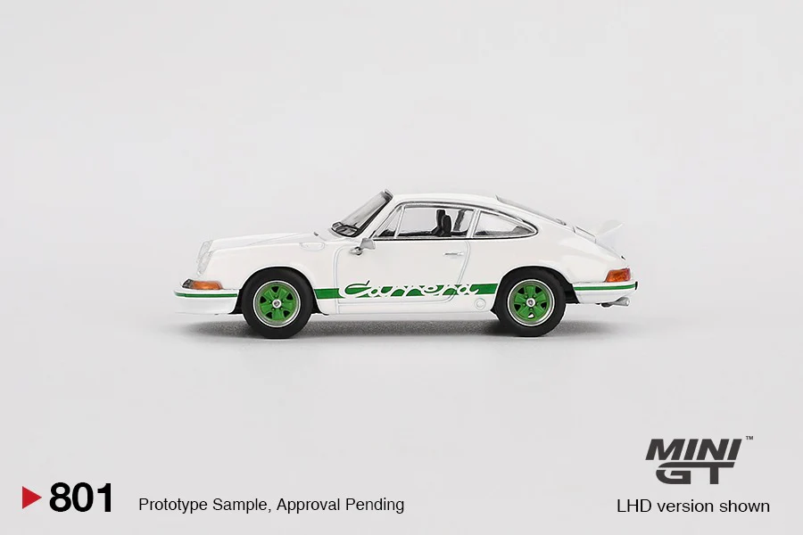 MINI GT 1/64 Porsche 911 Carrera RS 2.7 Grand Prix White with Green Livery MGT00801-BL - Image 2