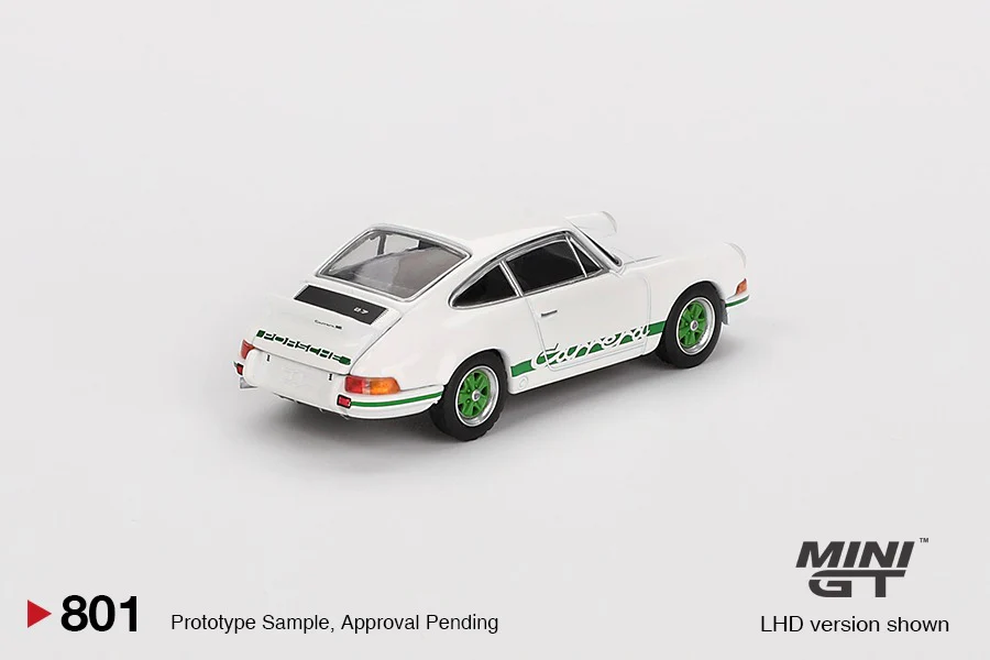 MINI GT 1/64 Porsche 911 Carrera RS 2.7 Grand Prix White with Green Livery MGT00801-BL - Image 3