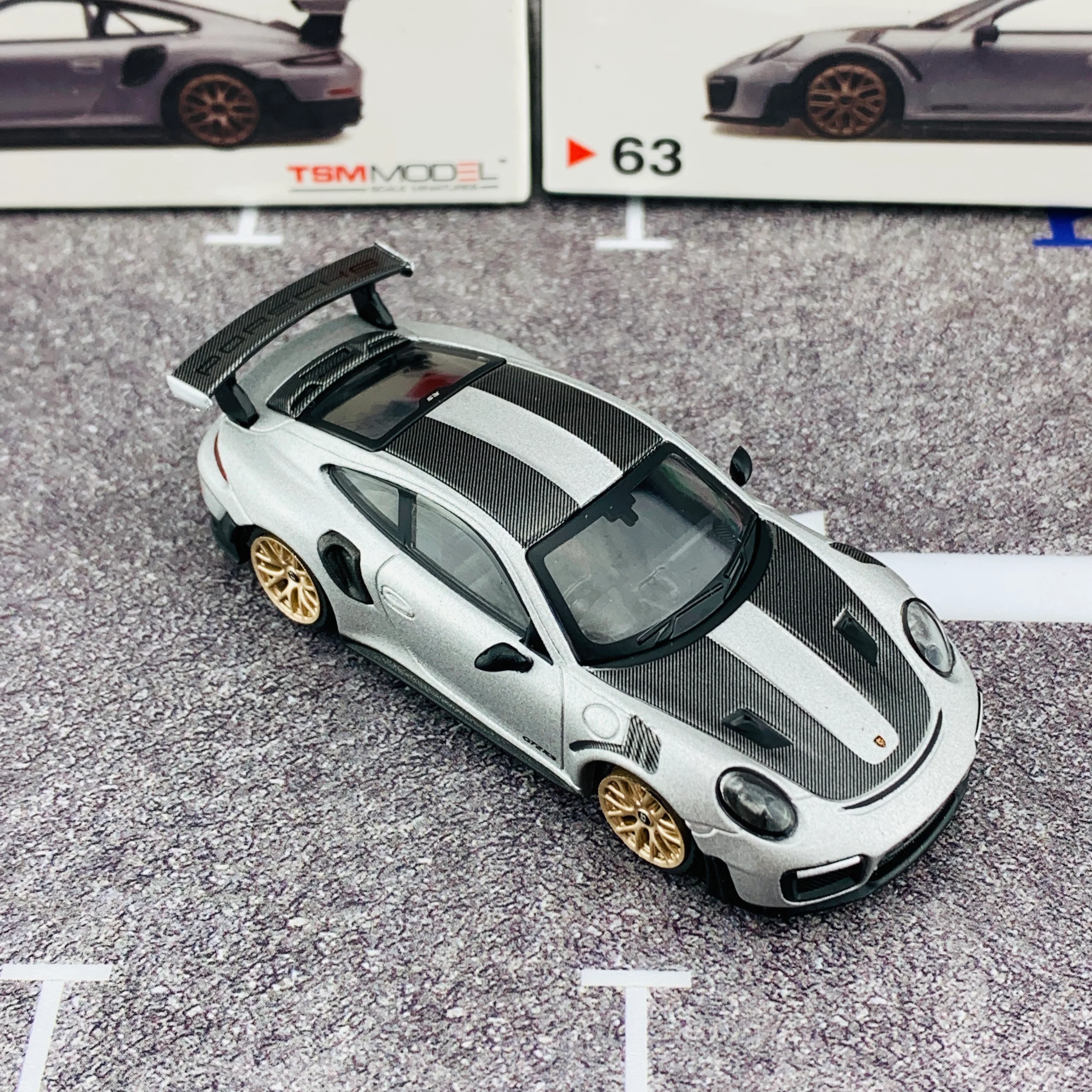 MINI GT 1/64 Porsche 911 Turbo GT2 RS GT Weissach Package Silver Metallic RHD MGT00063-R - Image 6