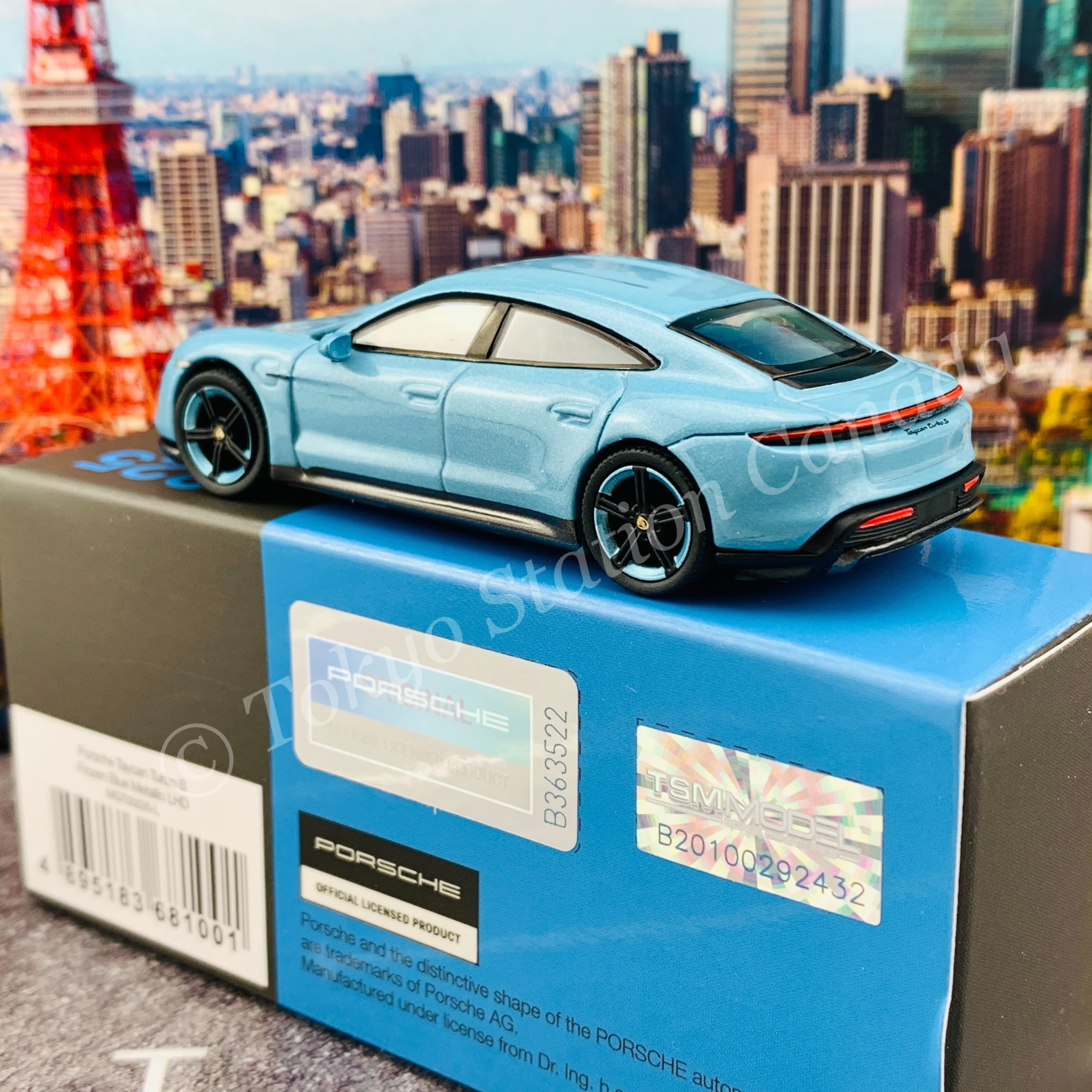 MINI GT 1/64 Porsche Taycan Turbo S Frozen Blue Metallic LHD MGT00225-L - Image 4