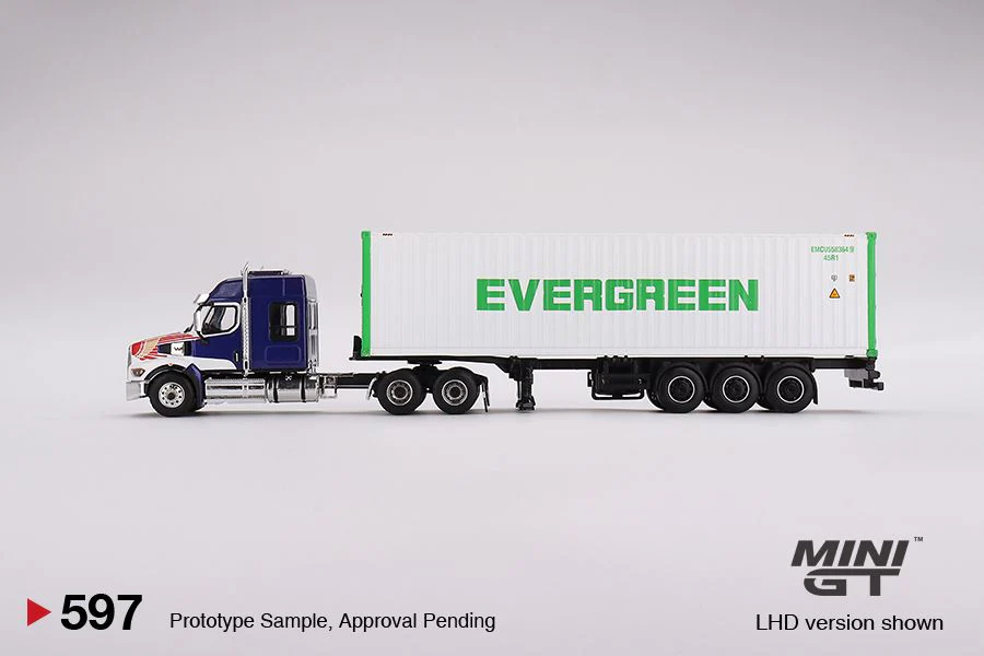 MINI GT 1/64 Western Star 49X Blue with 40' Reefer Container "EVERGREEN" MGT00597-L - Image 2
