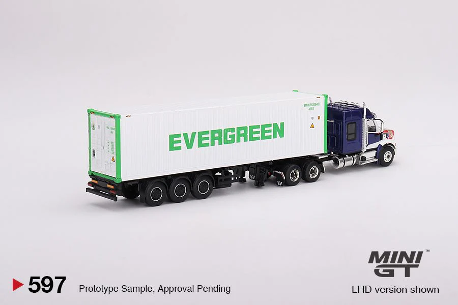 MINI GT 1/64 Western Star 49X Blue with 40' Reefer Container "EVERGREEN" MGT00597-L - Image 3
