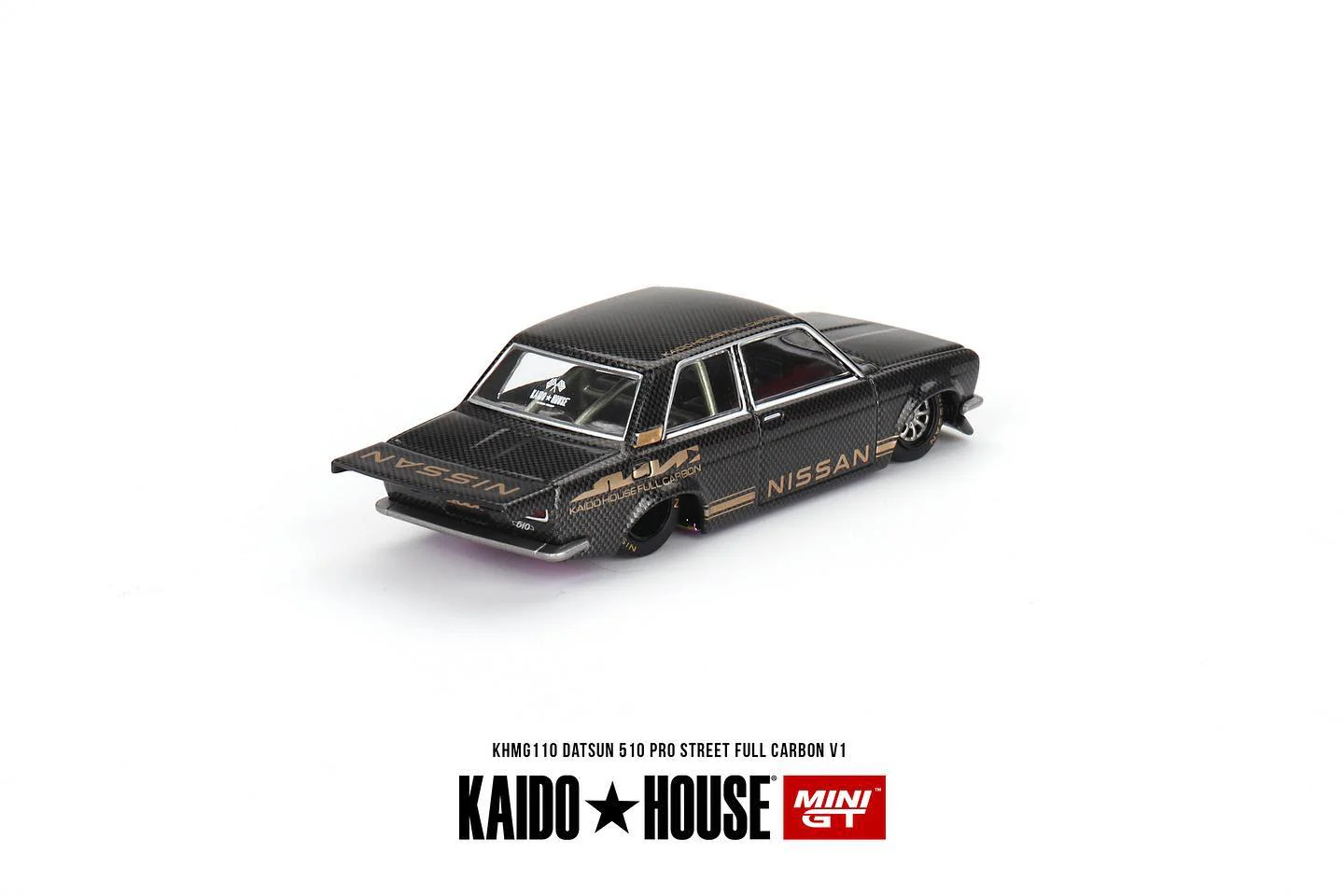 MINI GT x Kaido House 1/64 Datsun 510 Pro Street Full Carbon V1 KHMG110 - Image 3