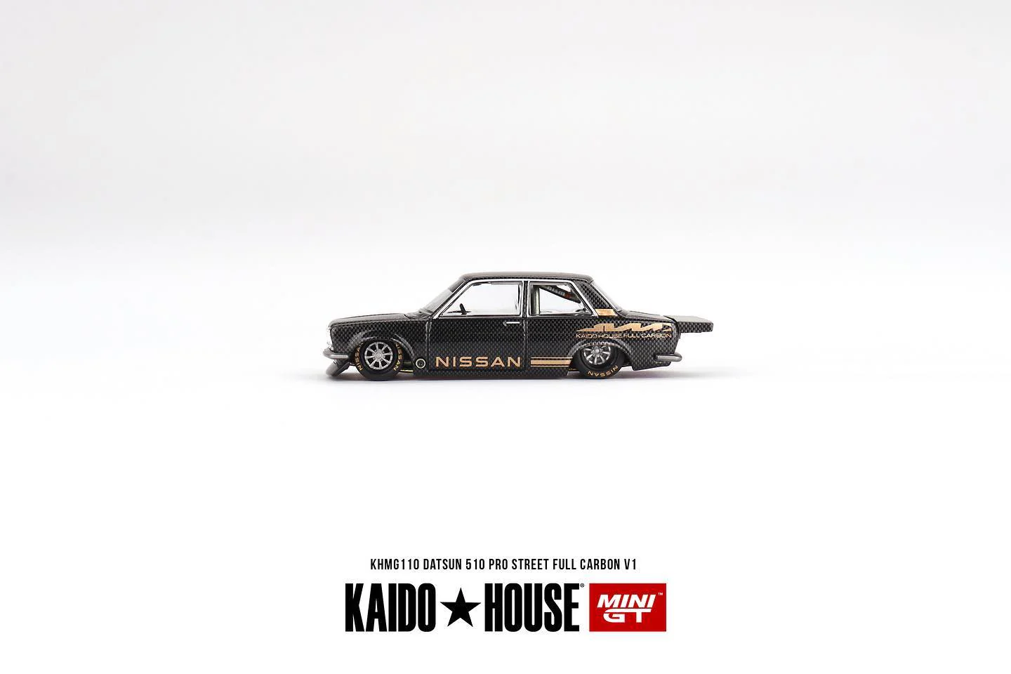 MINI GT x Kaido House 1/64 Datsun 510 Pro Street Full Carbon V1 KHMG110 - Image 4
