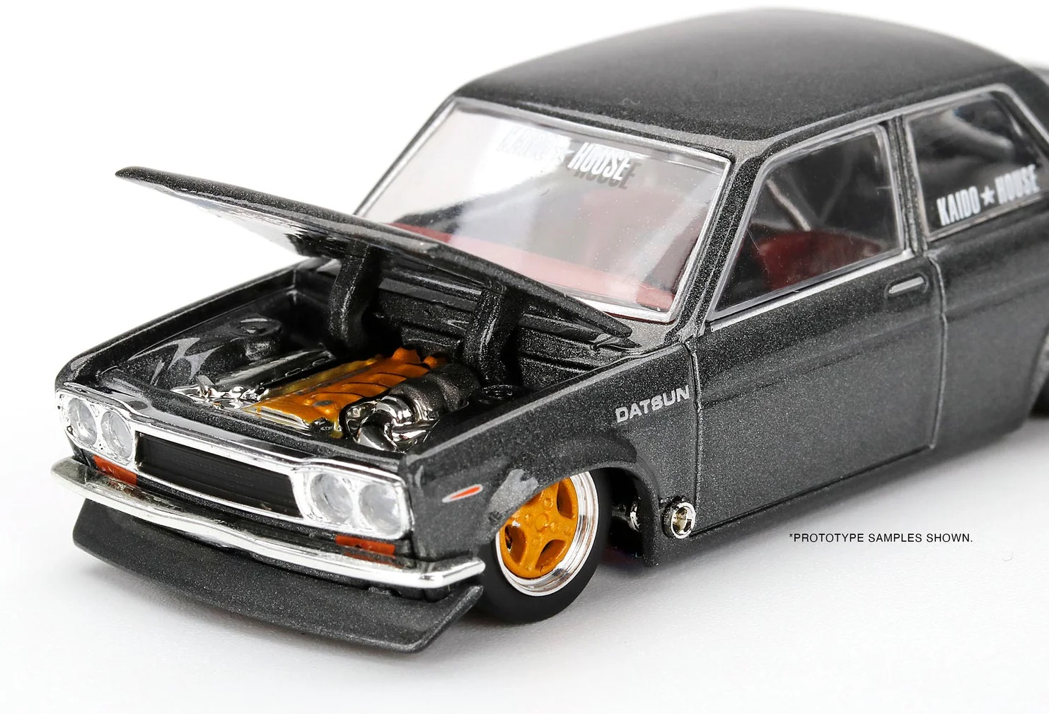 MINI GT x Kaido House 1/64 Datsun 510 Pro Street Greddy Metal Grey LHD KHMG017 - Image 2