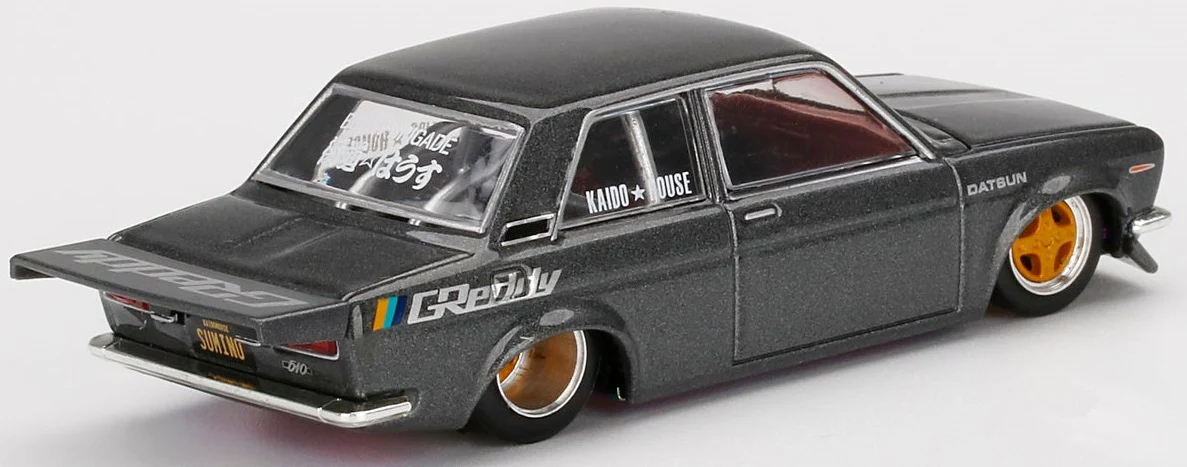 MINI GT x Kaido House 1/64 Datsun 510 Pro Street Greddy Metal Grey LHD KHMG017 - Image 3